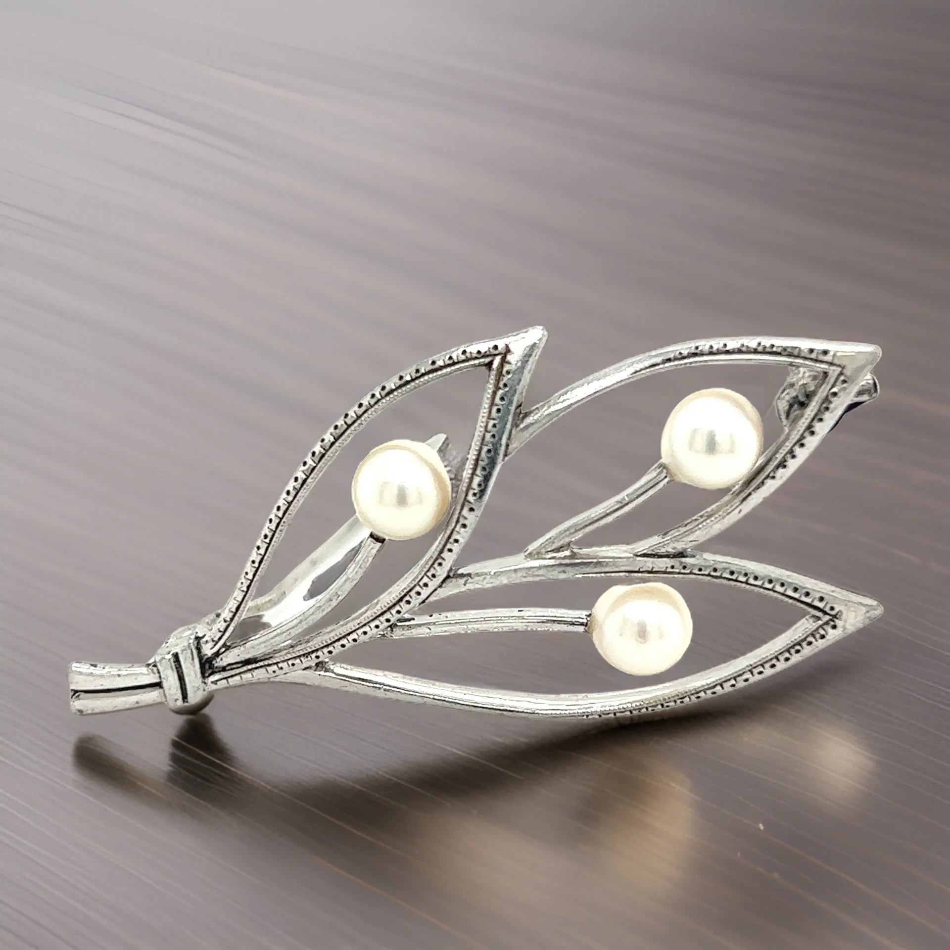 Mikimoto Estate Akoya Pearl Brooch Pin Sterling Silver 5.05 mm M279