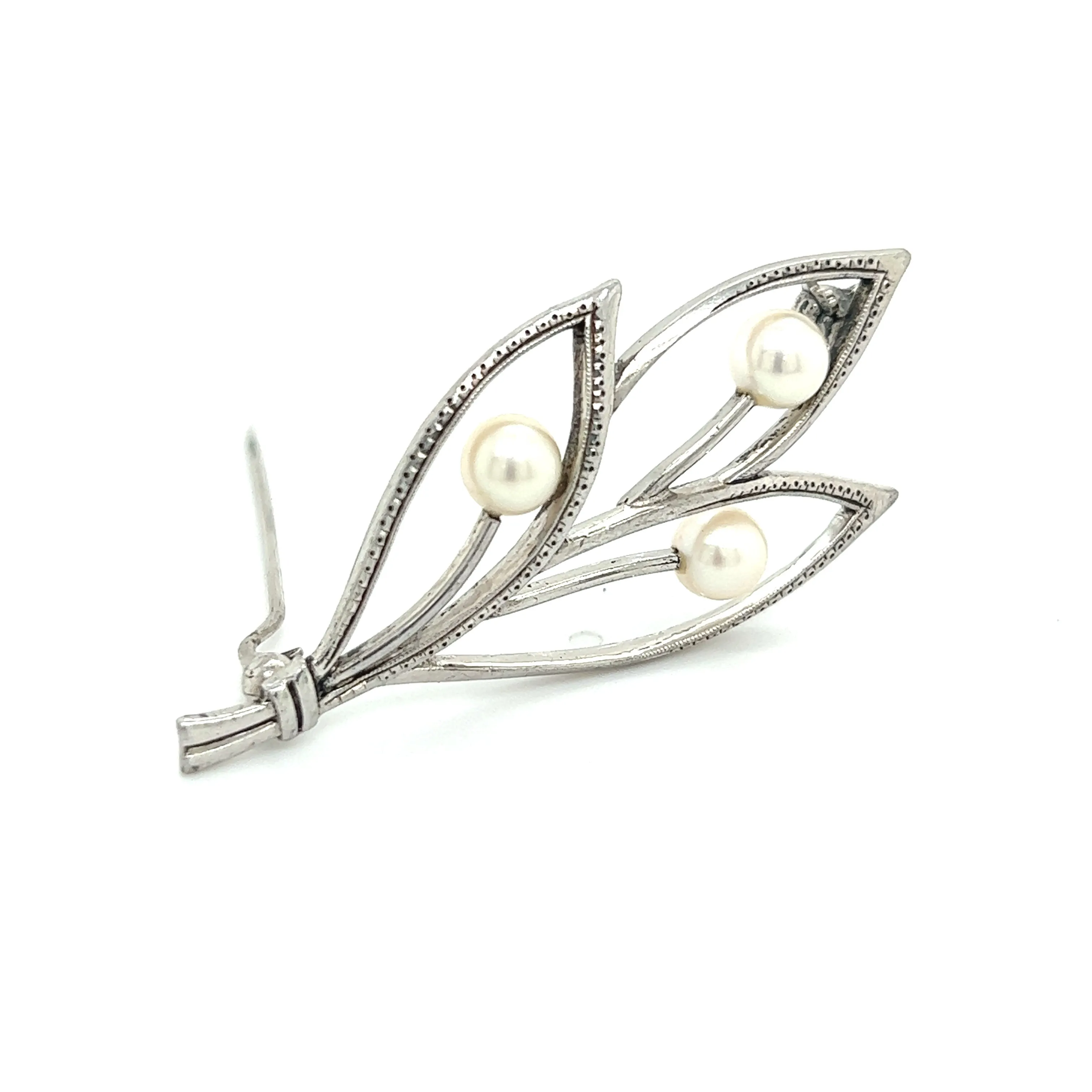 Mikimoto Estate Akoya Pearl Brooch Pin Sterling Silver 5.05 mm M279