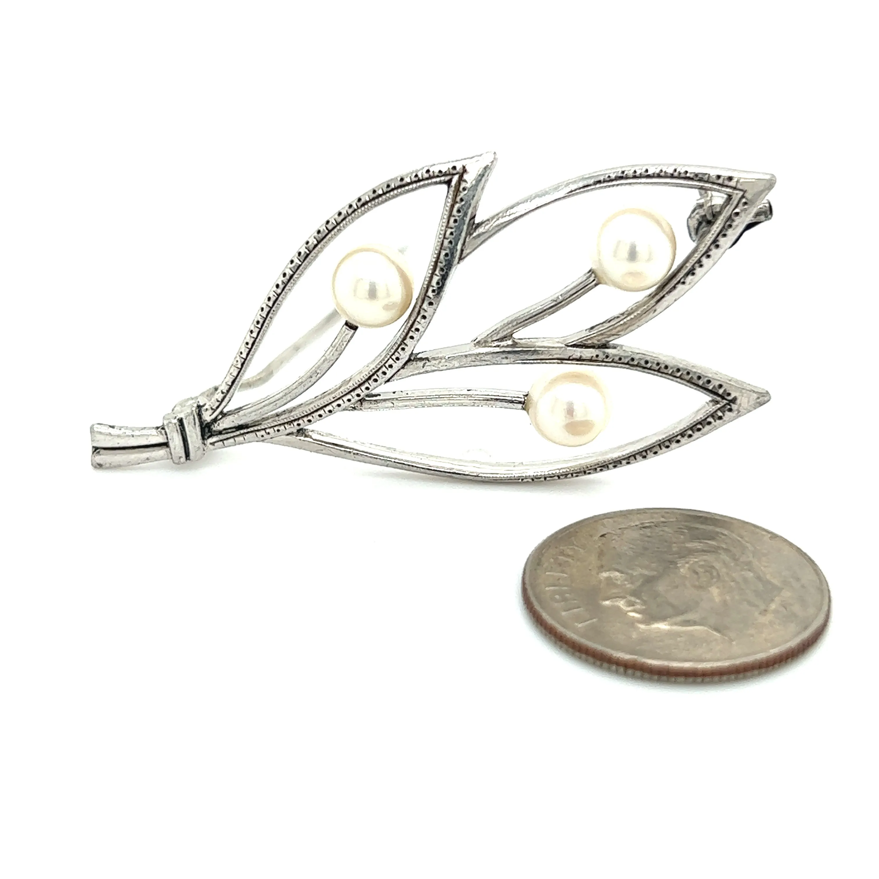 Mikimoto Estate Akoya Pearl Brooch Pin Sterling Silver 5.05 mm M279