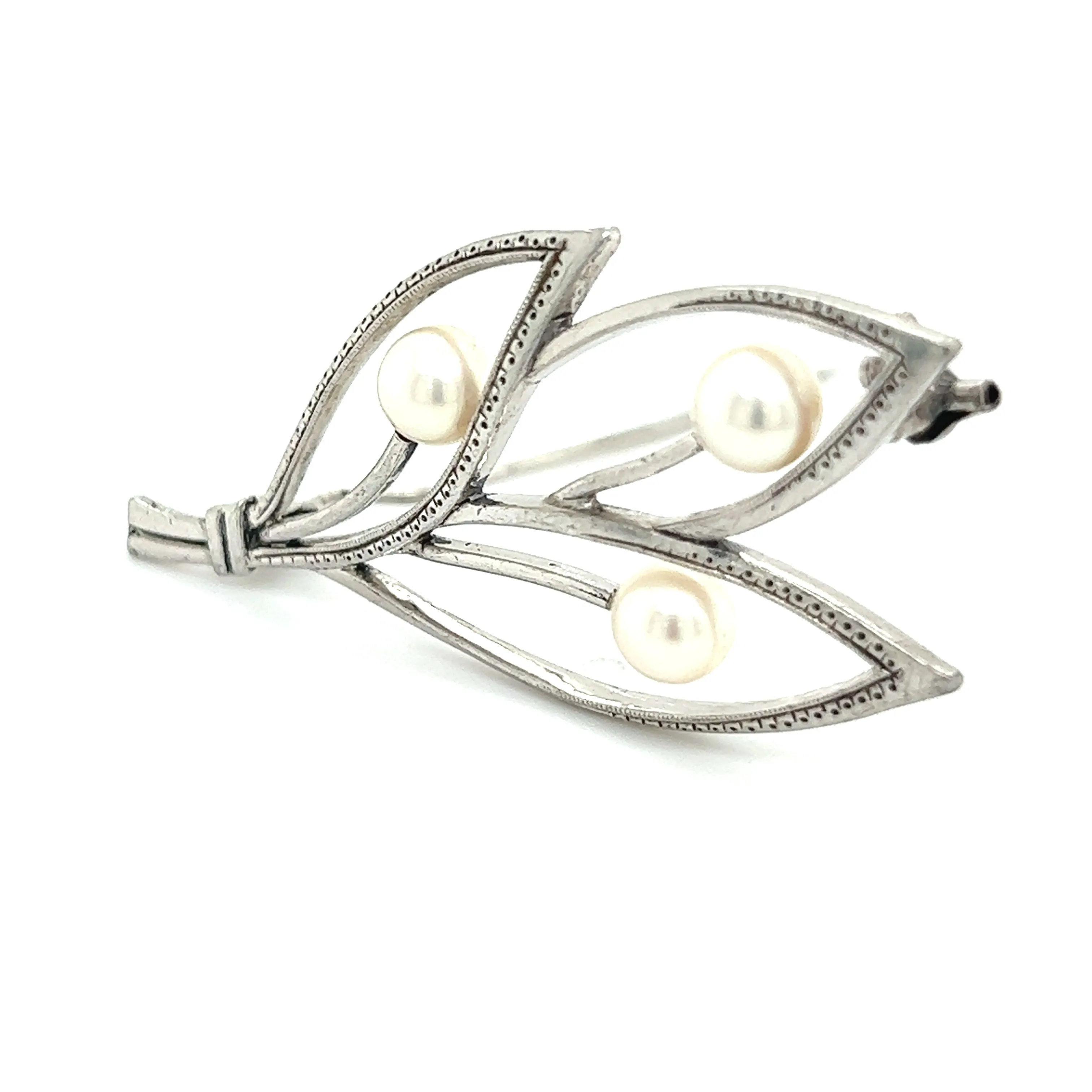Mikimoto Estate Akoya Pearl Brooch Pin Sterling Silver 5.05 mm M279