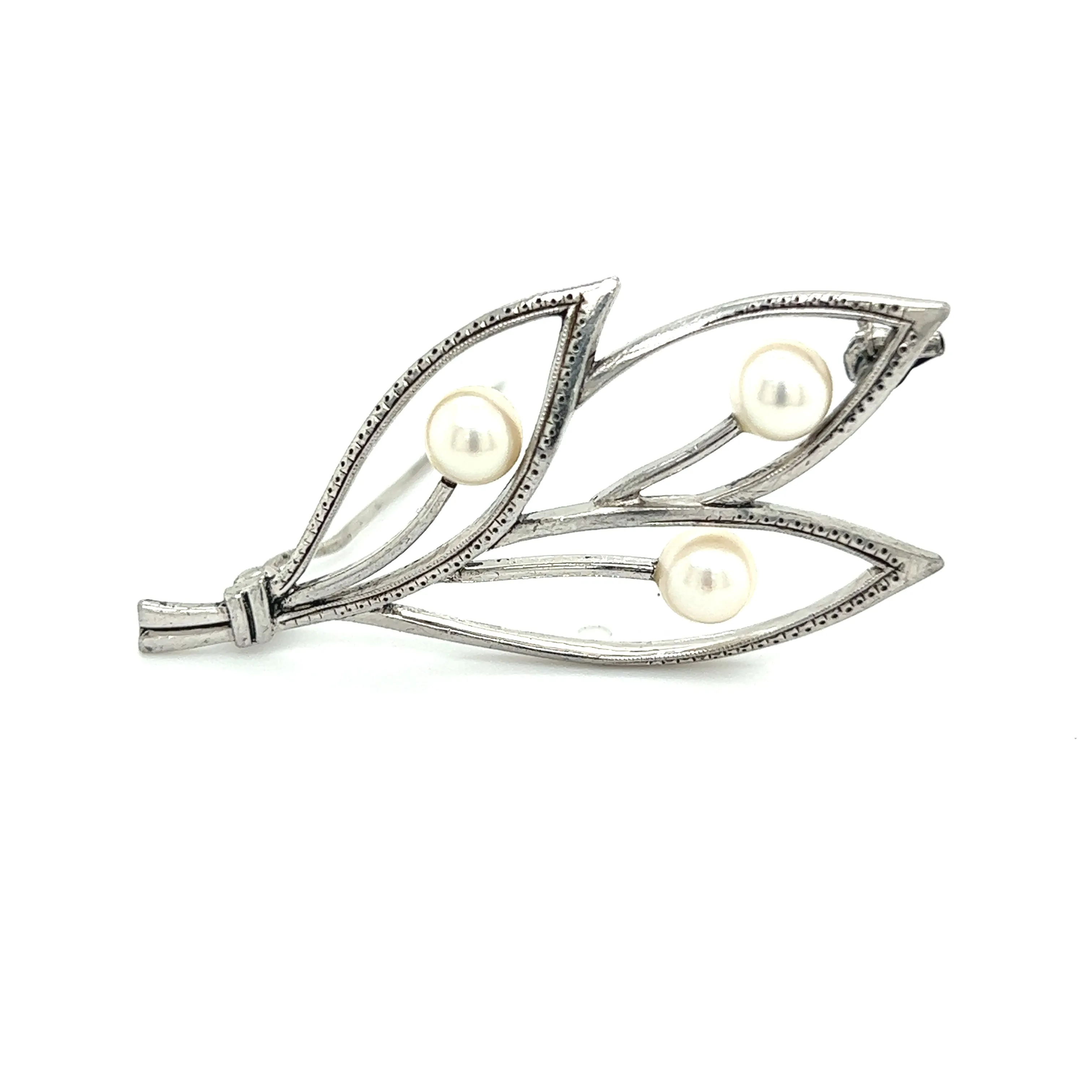 Mikimoto Estate Akoya Pearl Brooch Pin Sterling Silver 5.05 mm M279
