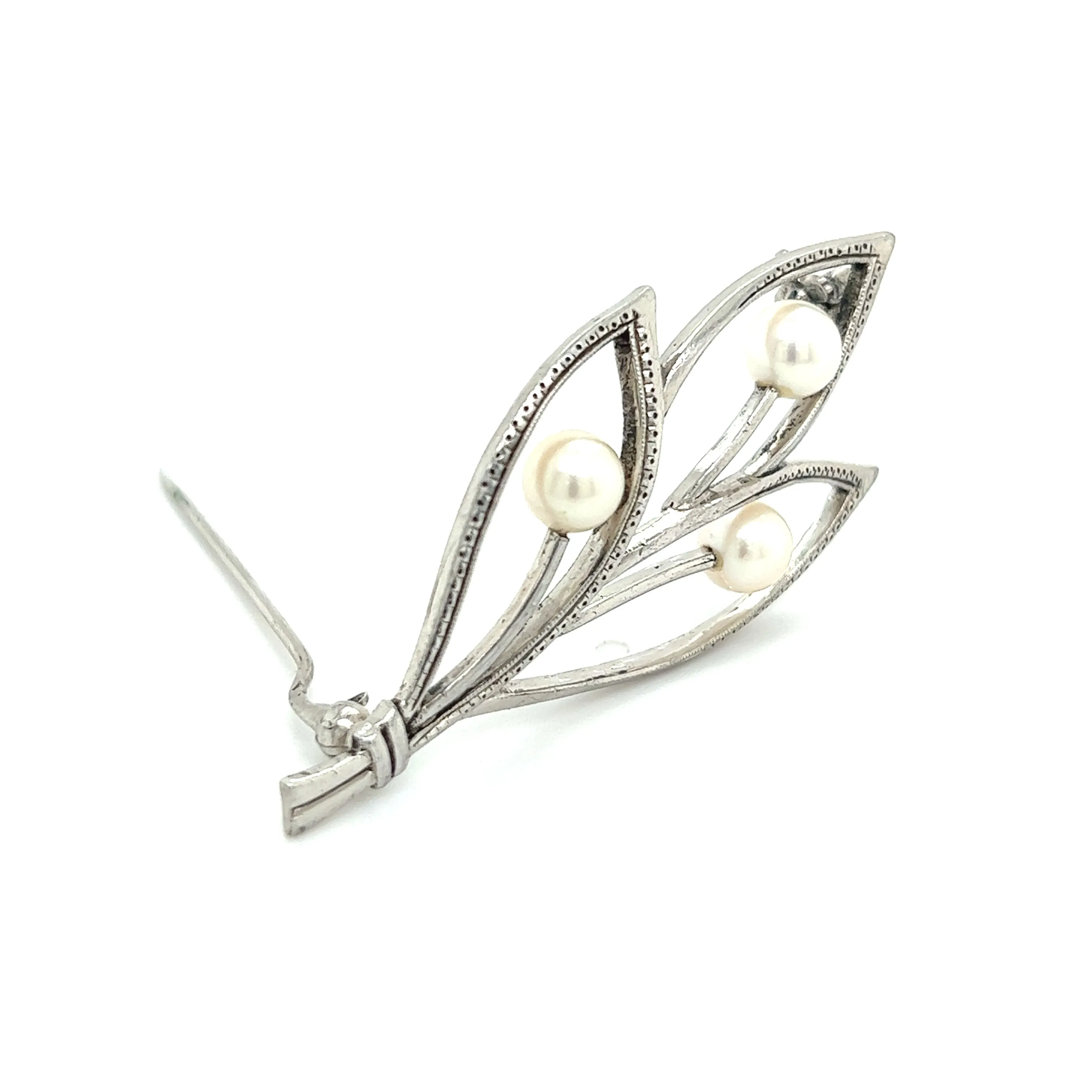 Mikimoto Estate Akoya Pearl Brooch Pin Sterling Silver 5.05 mm M279