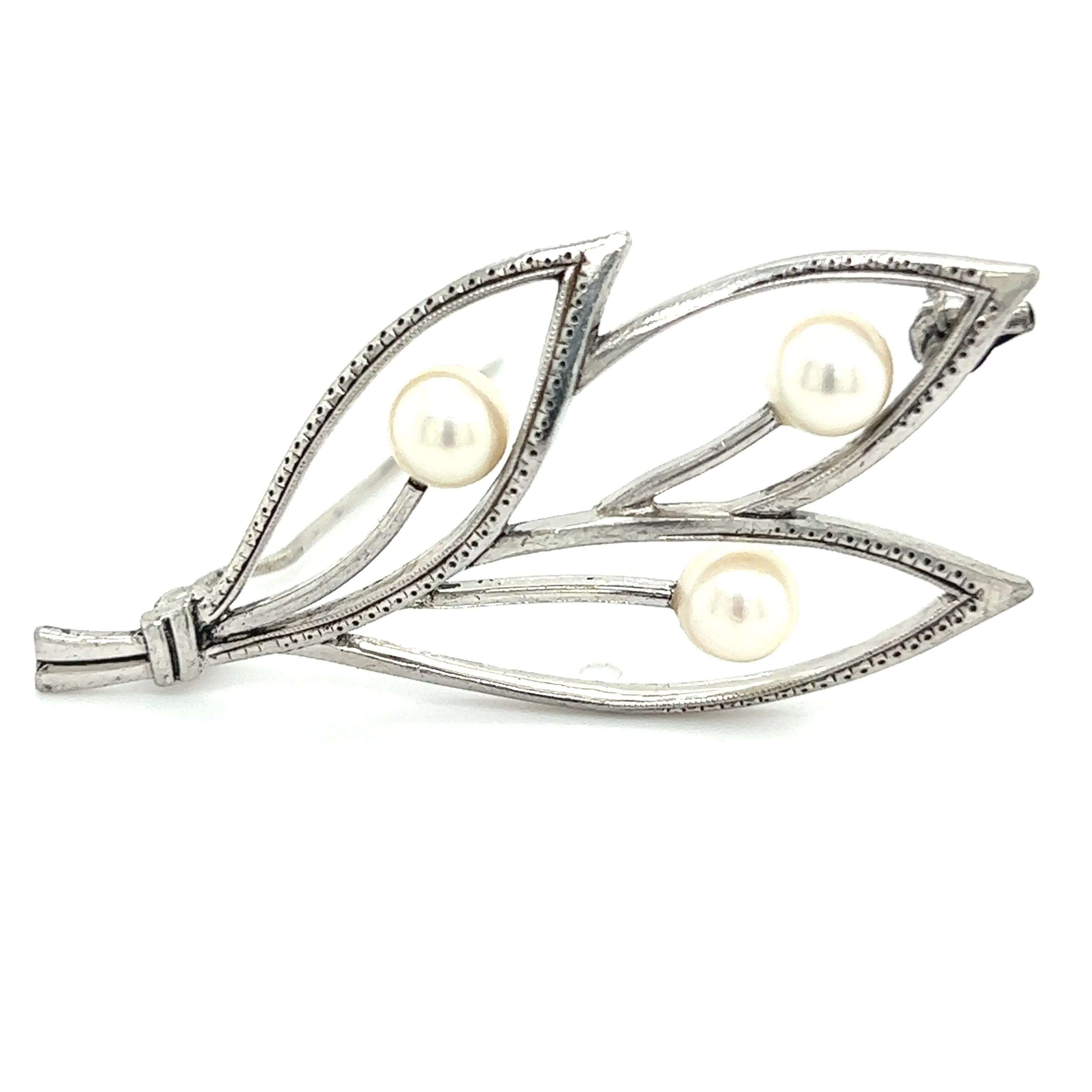 Mikimoto Estate Akoya Pearl Brooch Pin Sterling Silver 5.05 mm M279