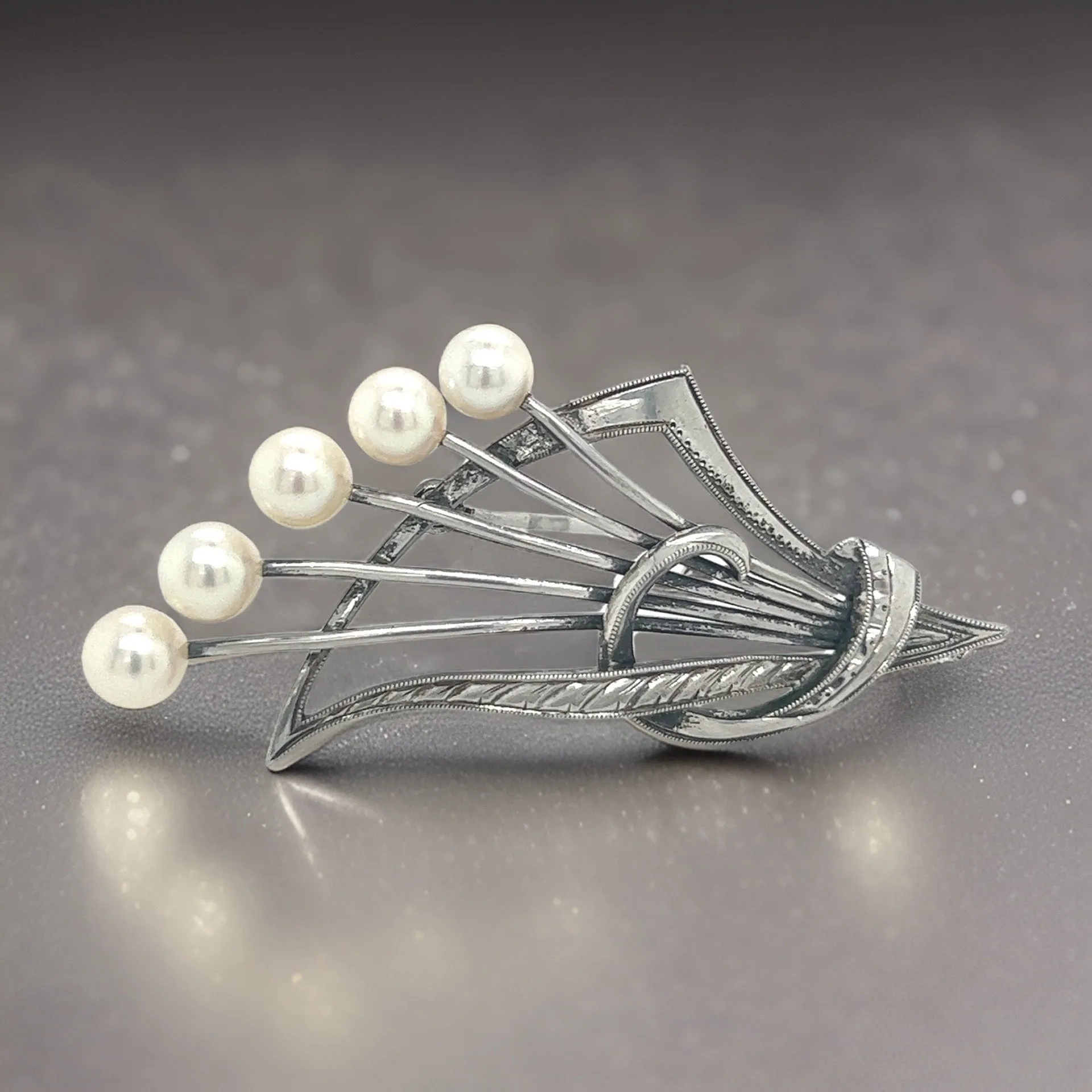 Mikimoto Estate Akoya Pearl Brooch Pin Sterling Silver 5.4 mm M287