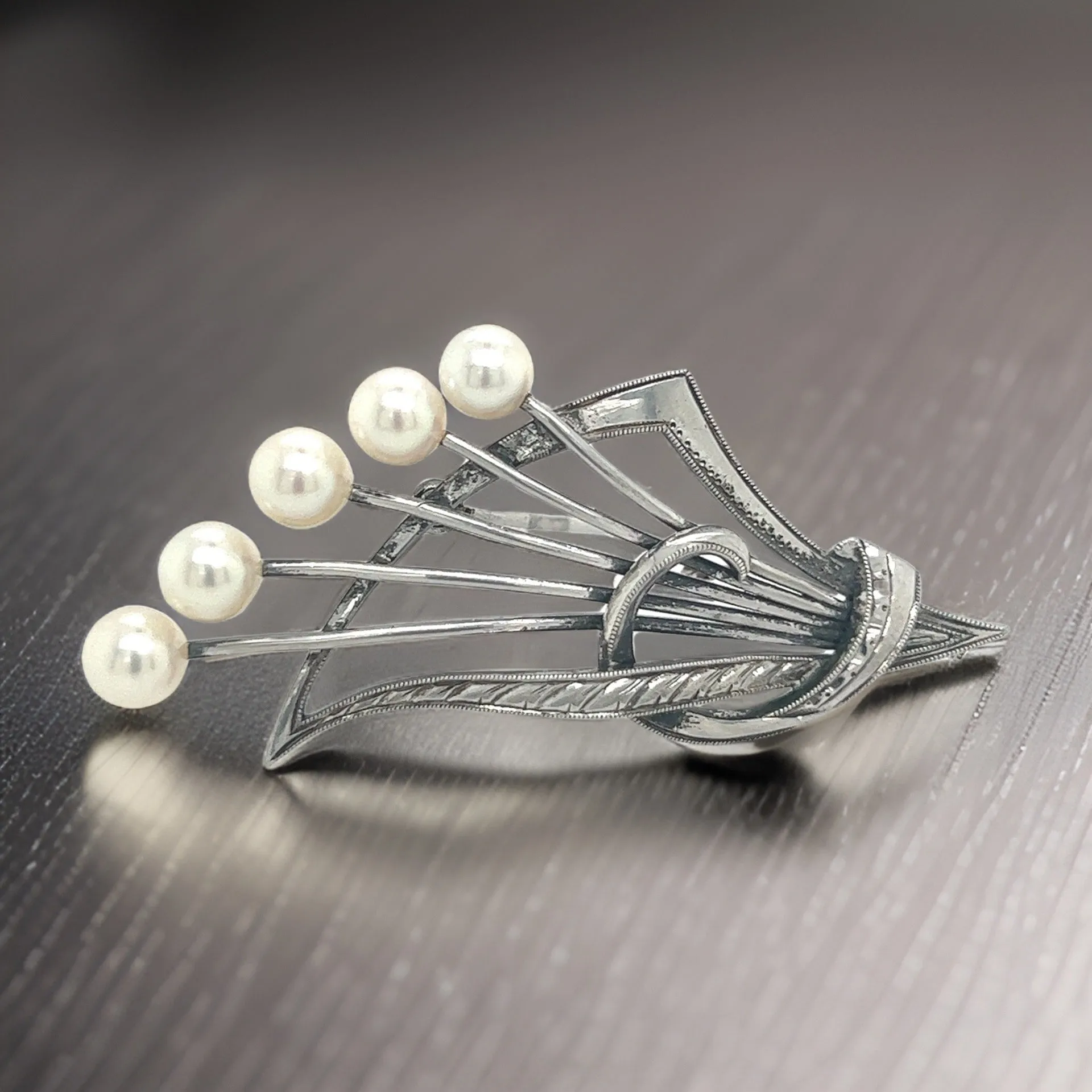 Mikimoto Estate Akoya Pearl Brooch Pin Sterling Silver 5.4 mm M287