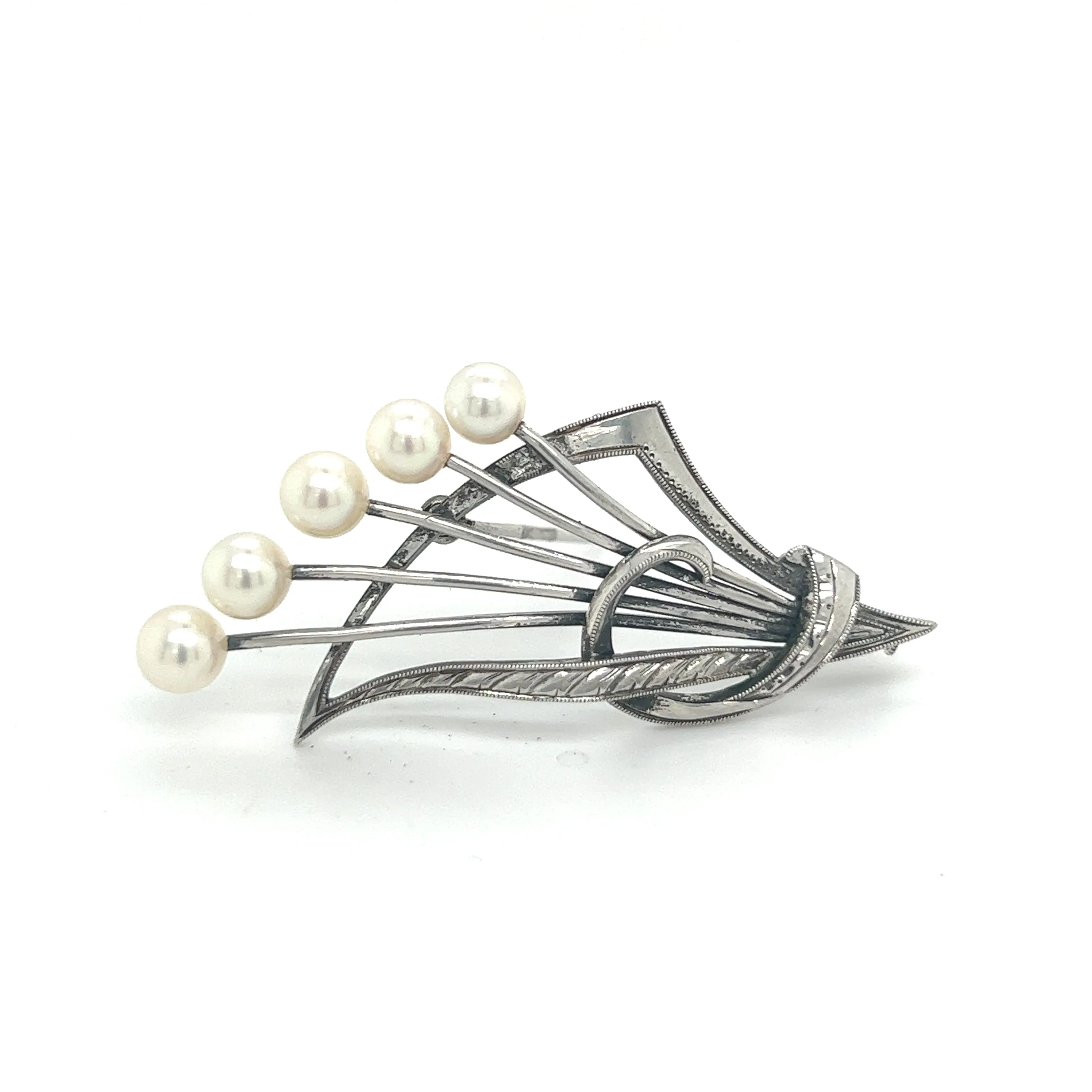 Mikimoto Estate Akoya Pearl Brooch Pin Sterling Silver 5.4 mm M287