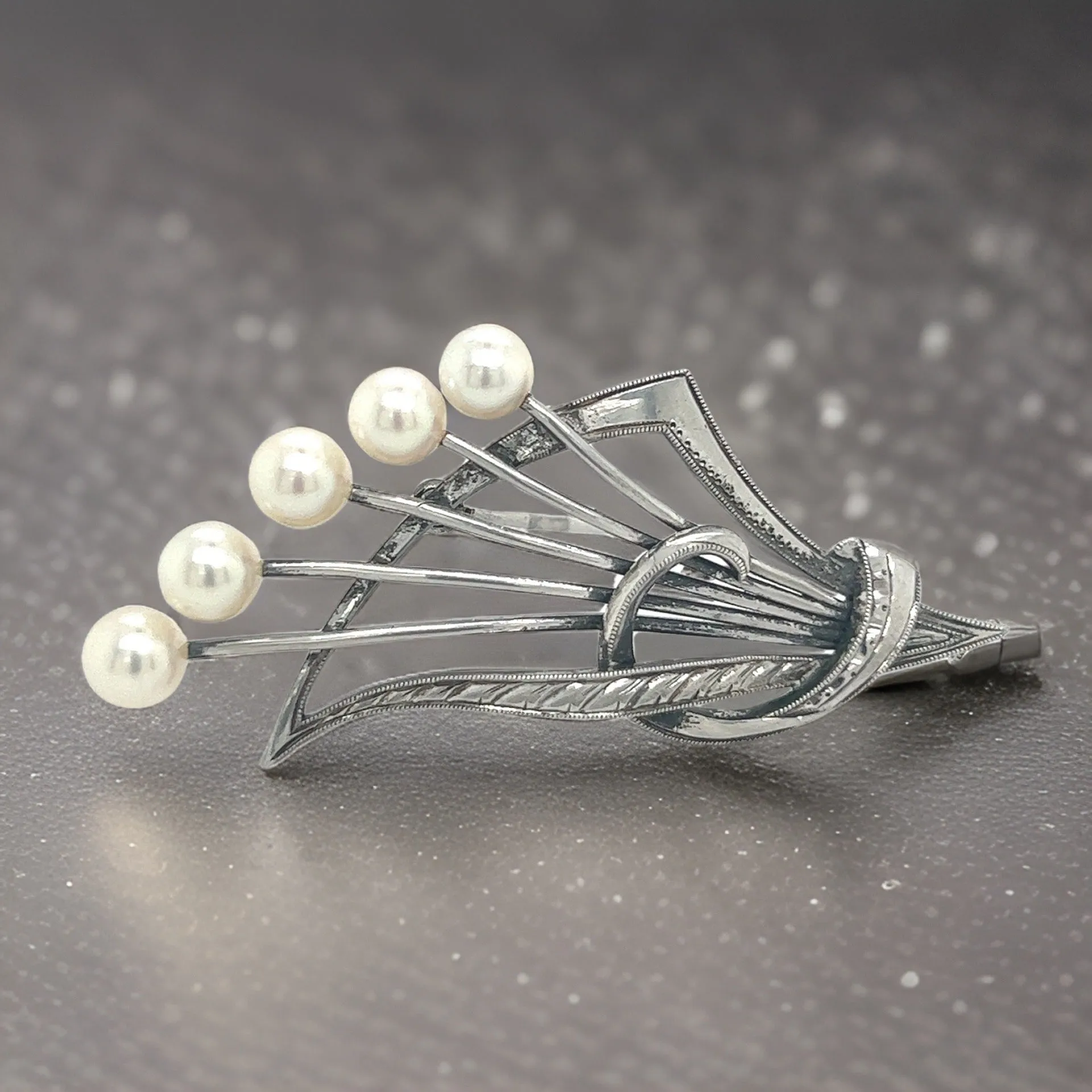 Mikimoto Estate Akoya Pearl Brooch Pin Sterling Silver 5.4 mm M287