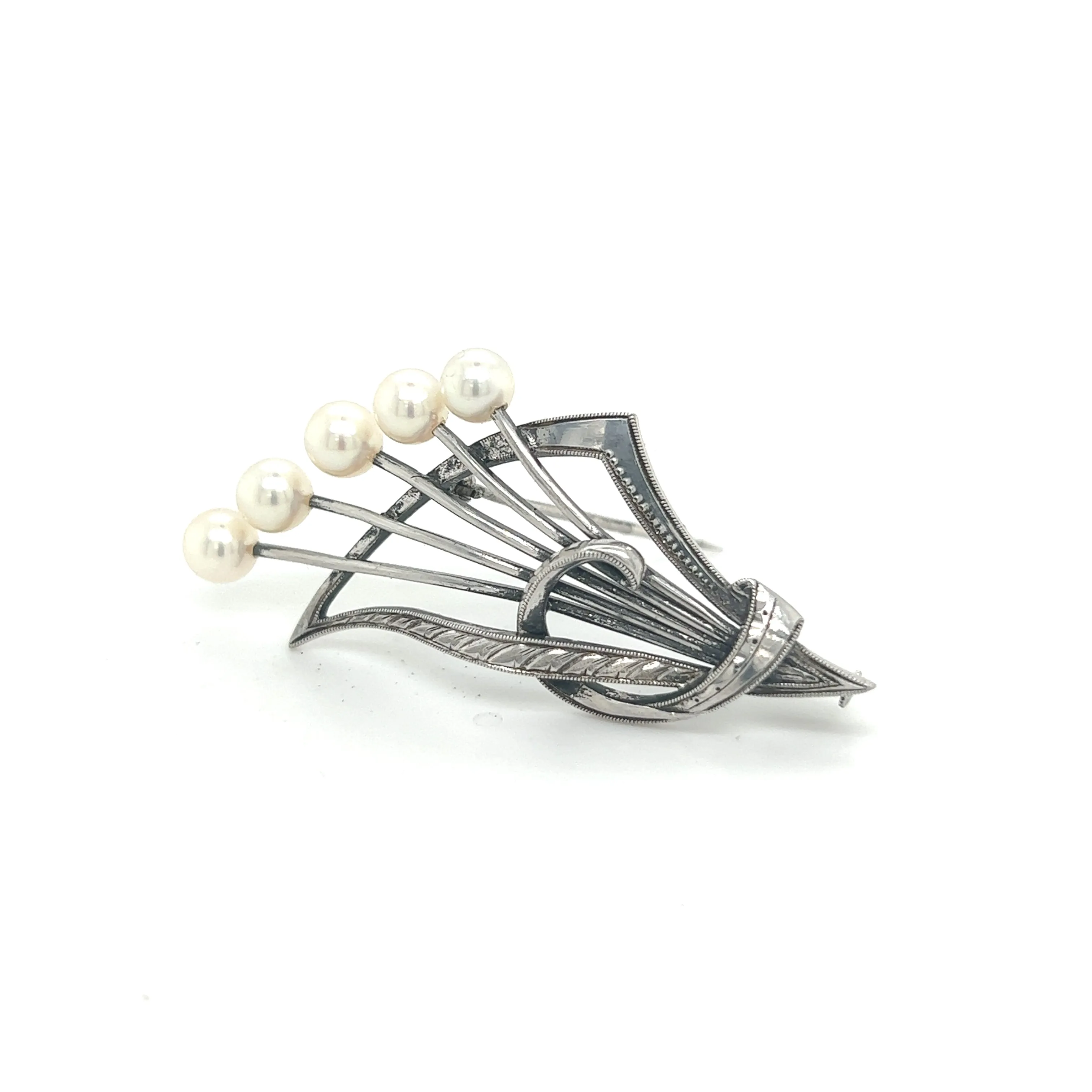 Mikimoto Estate Akoya Pearl Brooch Pin Sterling Silver 5.4 mm M287