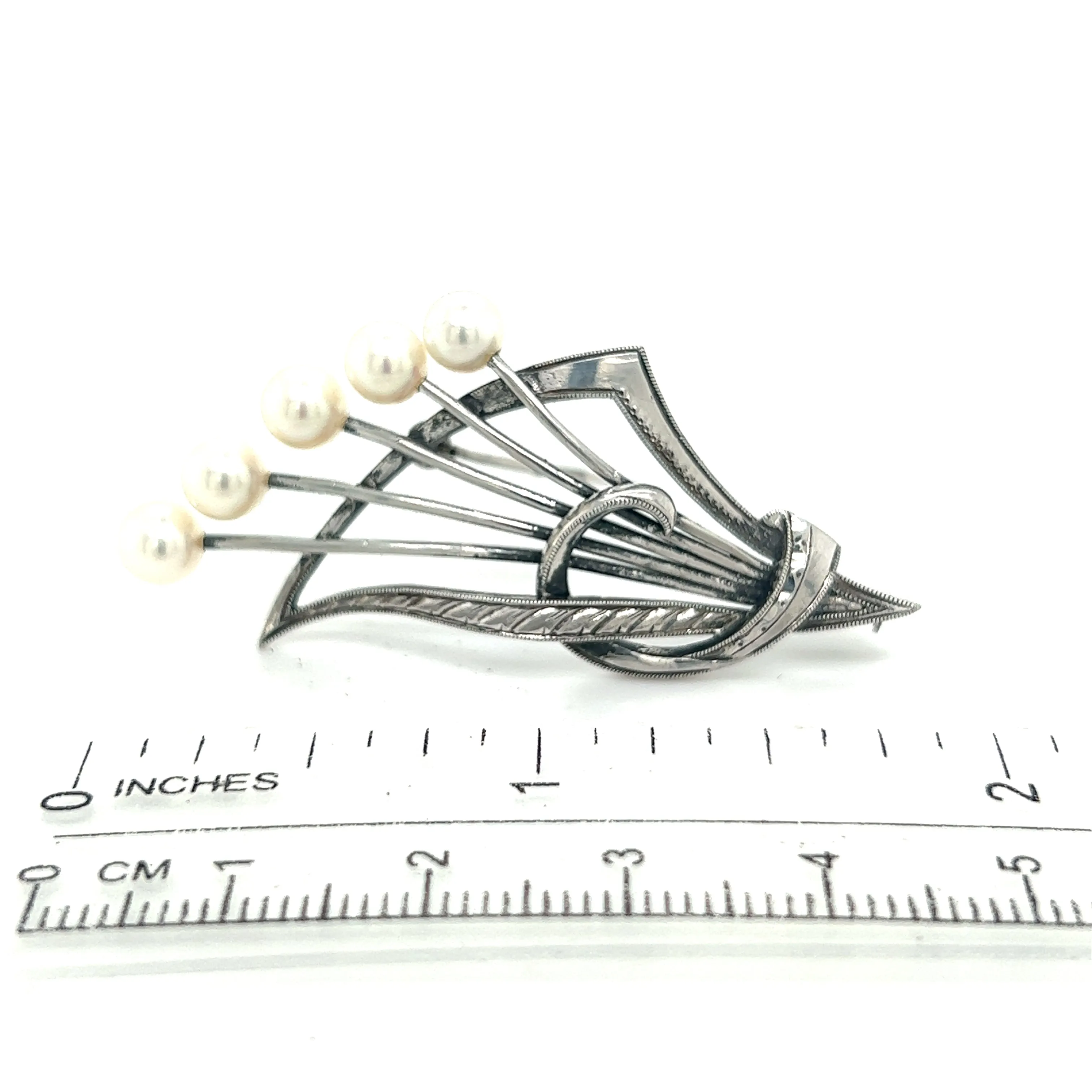 Mikimoto Estate Akoya Pearl Brooch Pin Sterling Silver 5.4 mm M287