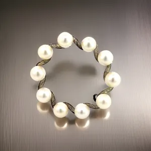 Mikimoto Estate Akoya Pearl Brooch Pin Sterling Silver 6 mm M335