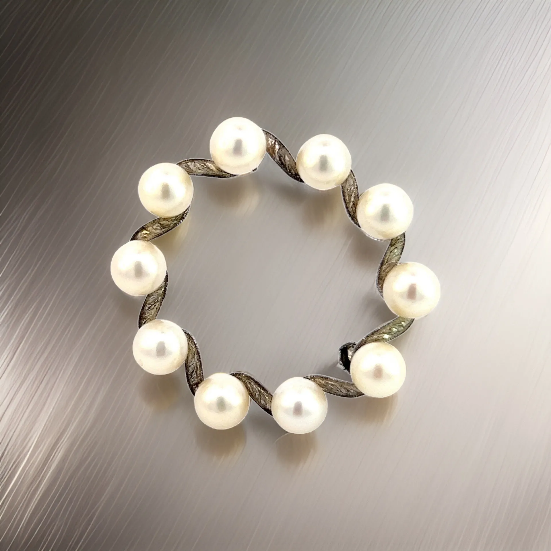 Mikimoto Estate Akoya Pearl Brooch Pin Sterling Silver 6 mm M335