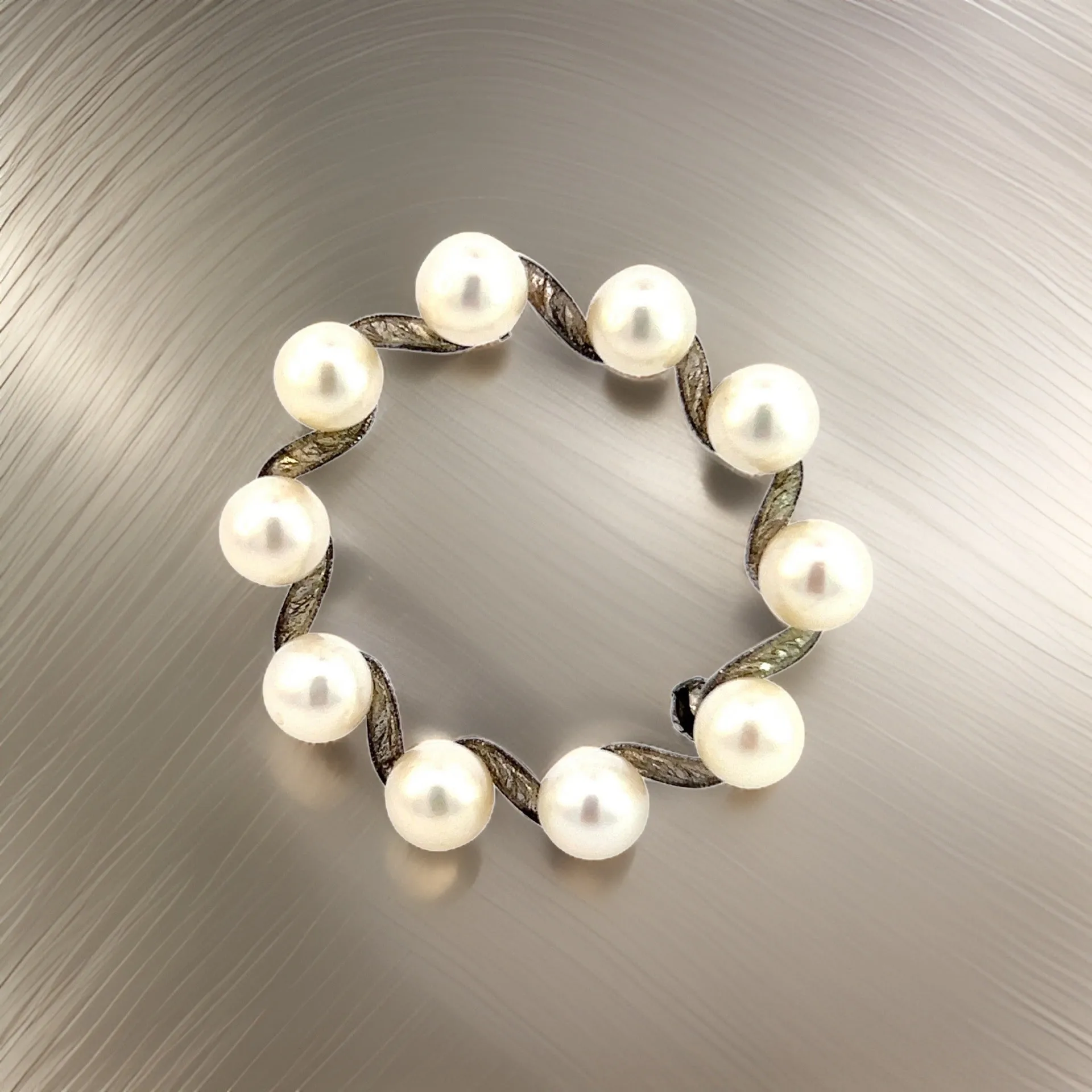Mikimoto Estate Akoya Pearl Brooch Pin Sterling Silver 6 mm M335