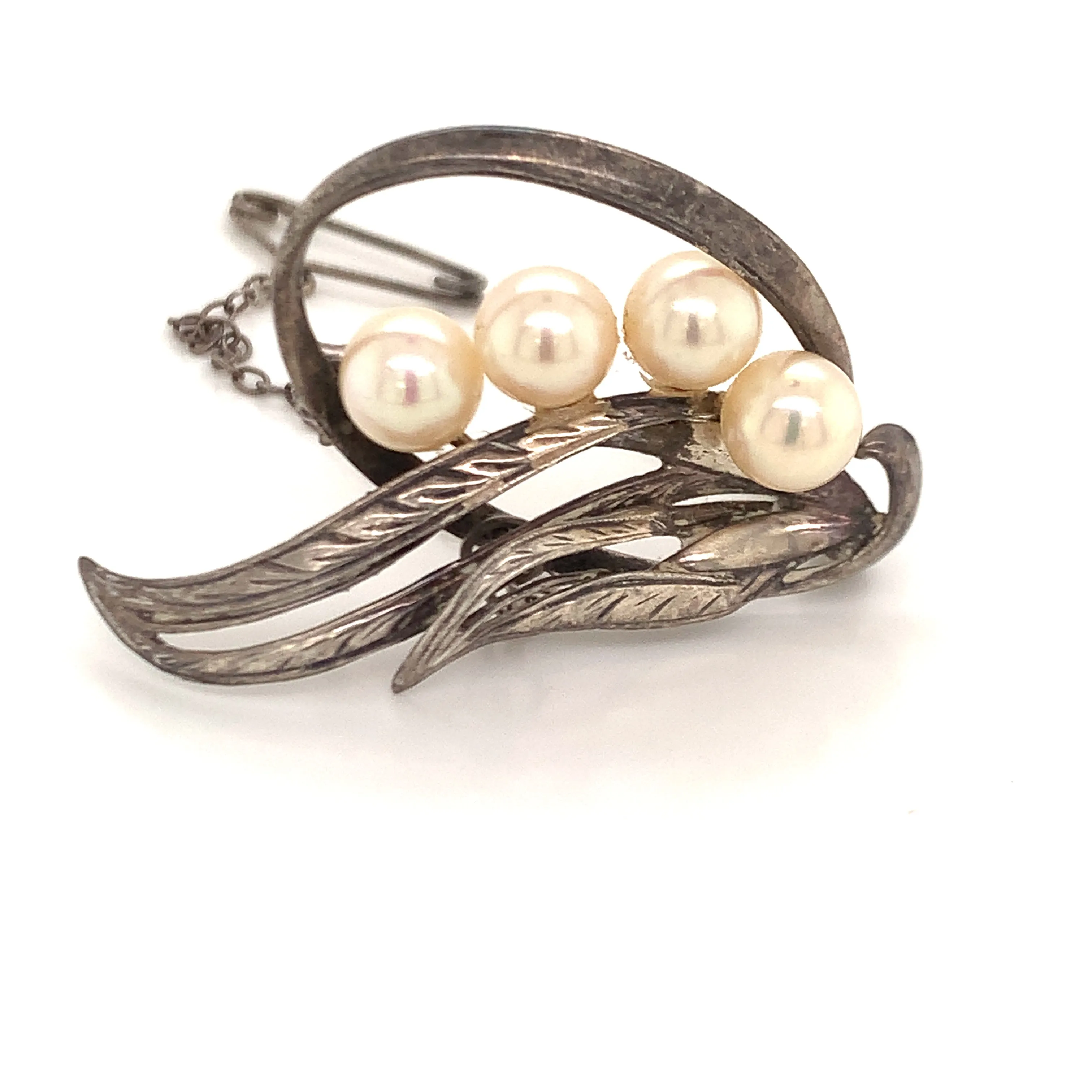 Mikimoto Estate Akoya Pearl Brooch Pin Sterling Silver 6.5 mm 5.56 Grams M199