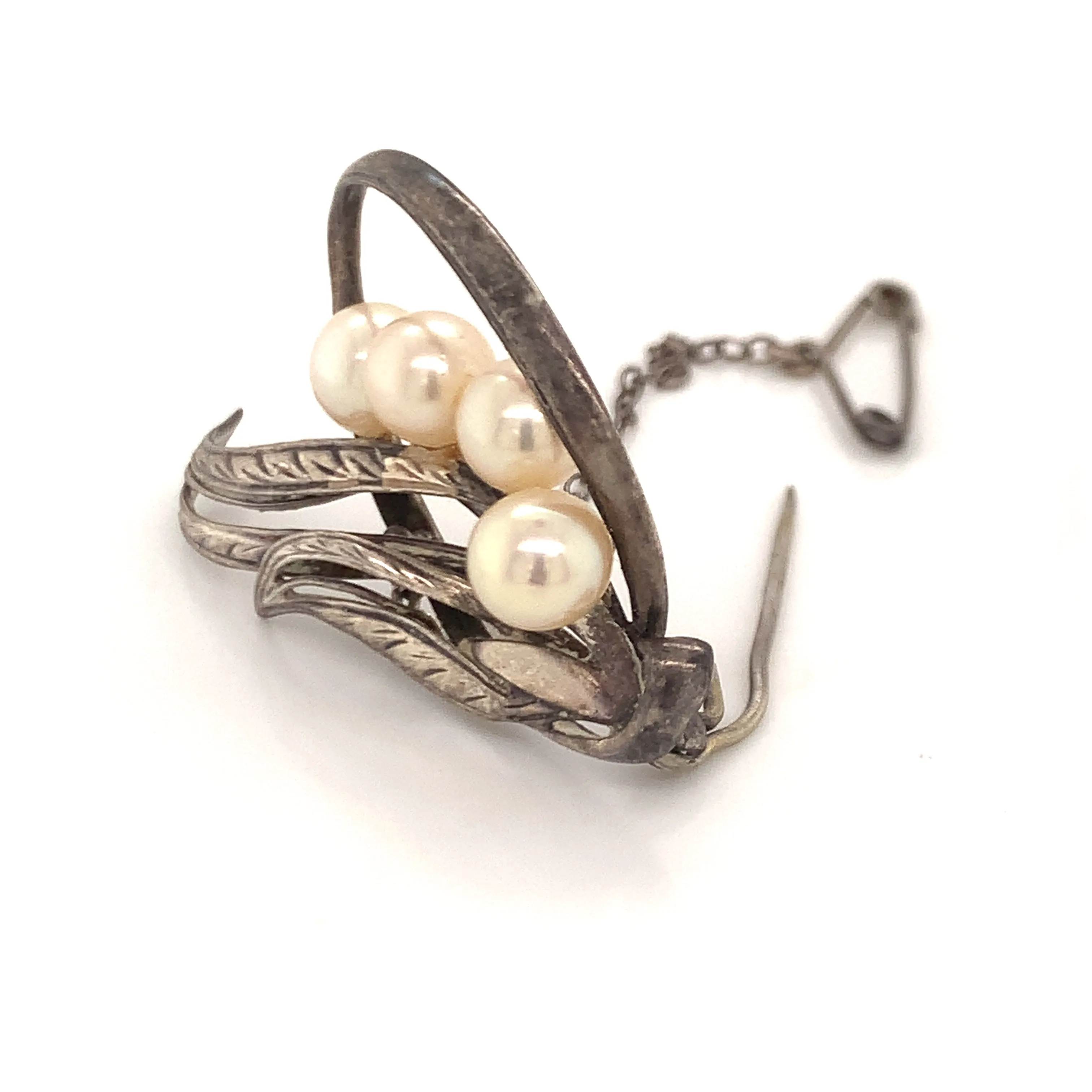Mikimoto Estate Akoya Pearl Brooch Pin Sterling Silver 6.5 mm 5.56 Grams M199
