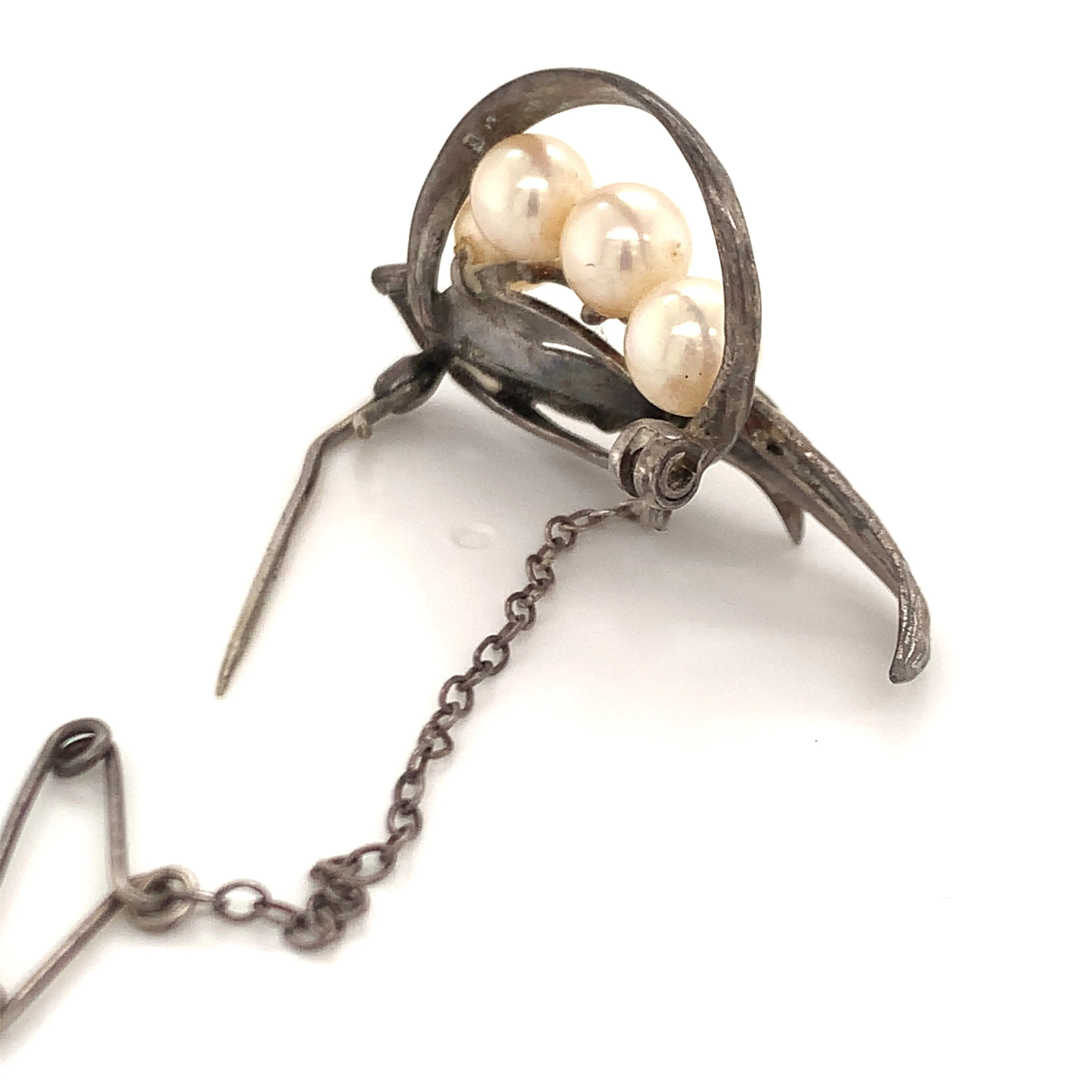 Mikimoto Estate Akoya Pearl Brooch Pin Sterling Silver 6.5 mm 5.56 Grams M199