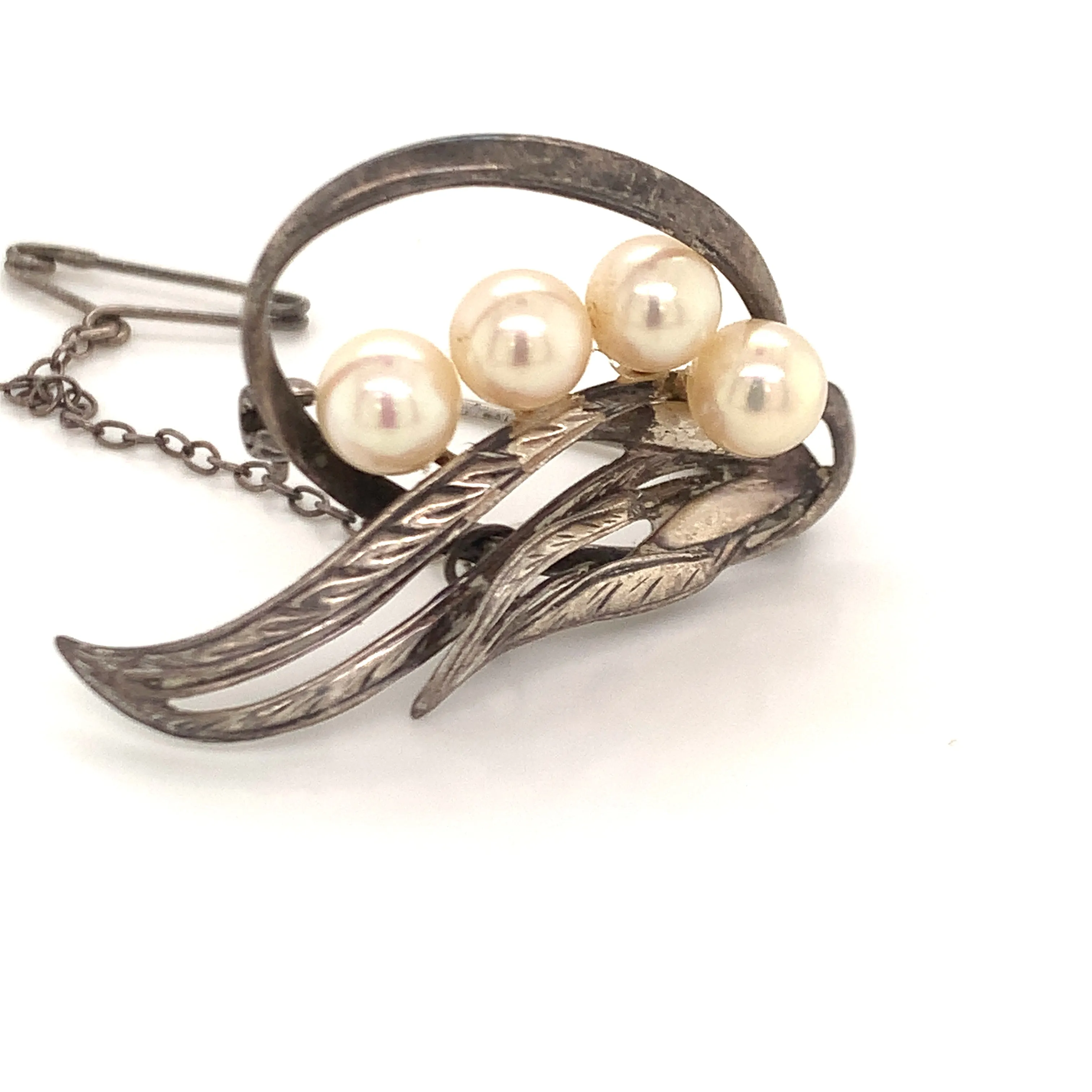Mikimoto Estate Akoya Pearl Brooch Pin Sterling Silver 6.5 mm 5.56 Grams M199