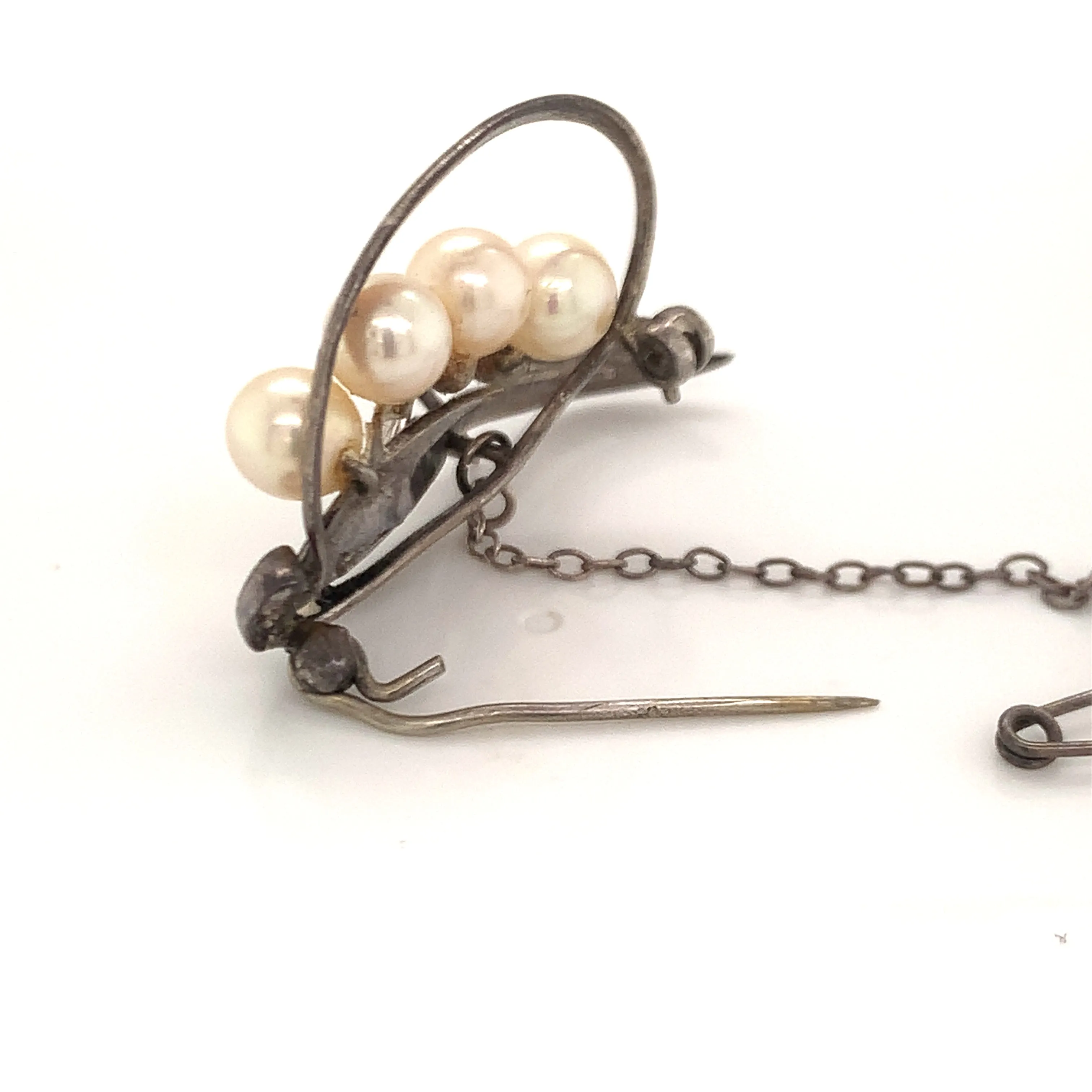 Mikimoto Estate Akoya Pearl Brooch Pin Sterling Silver 6.5 mm 5.56 Grams M199
