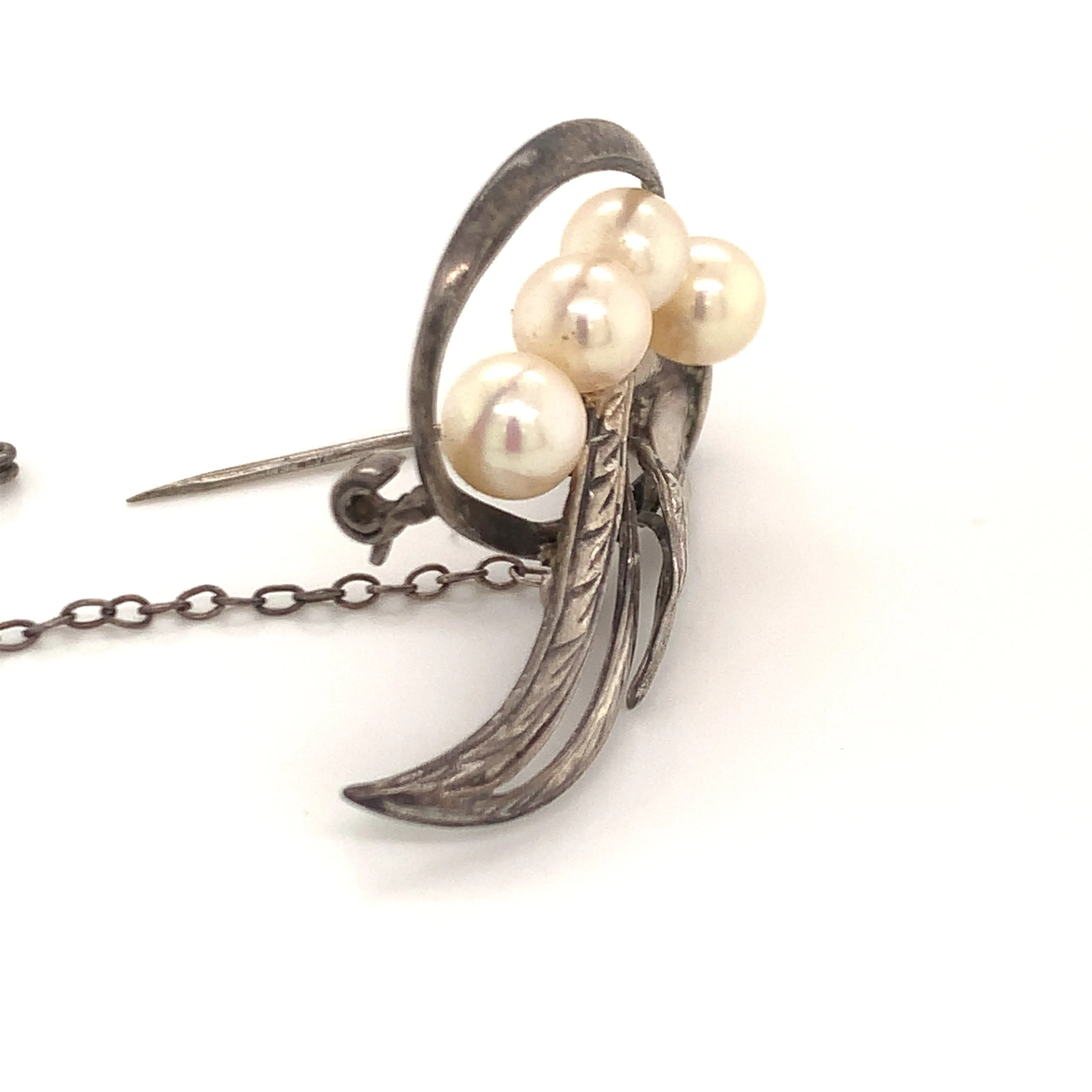 Mikimoto Estate Akoya Pearl Brooch Pin Sterling Silver 6.5 mm 5.56 Grams M199