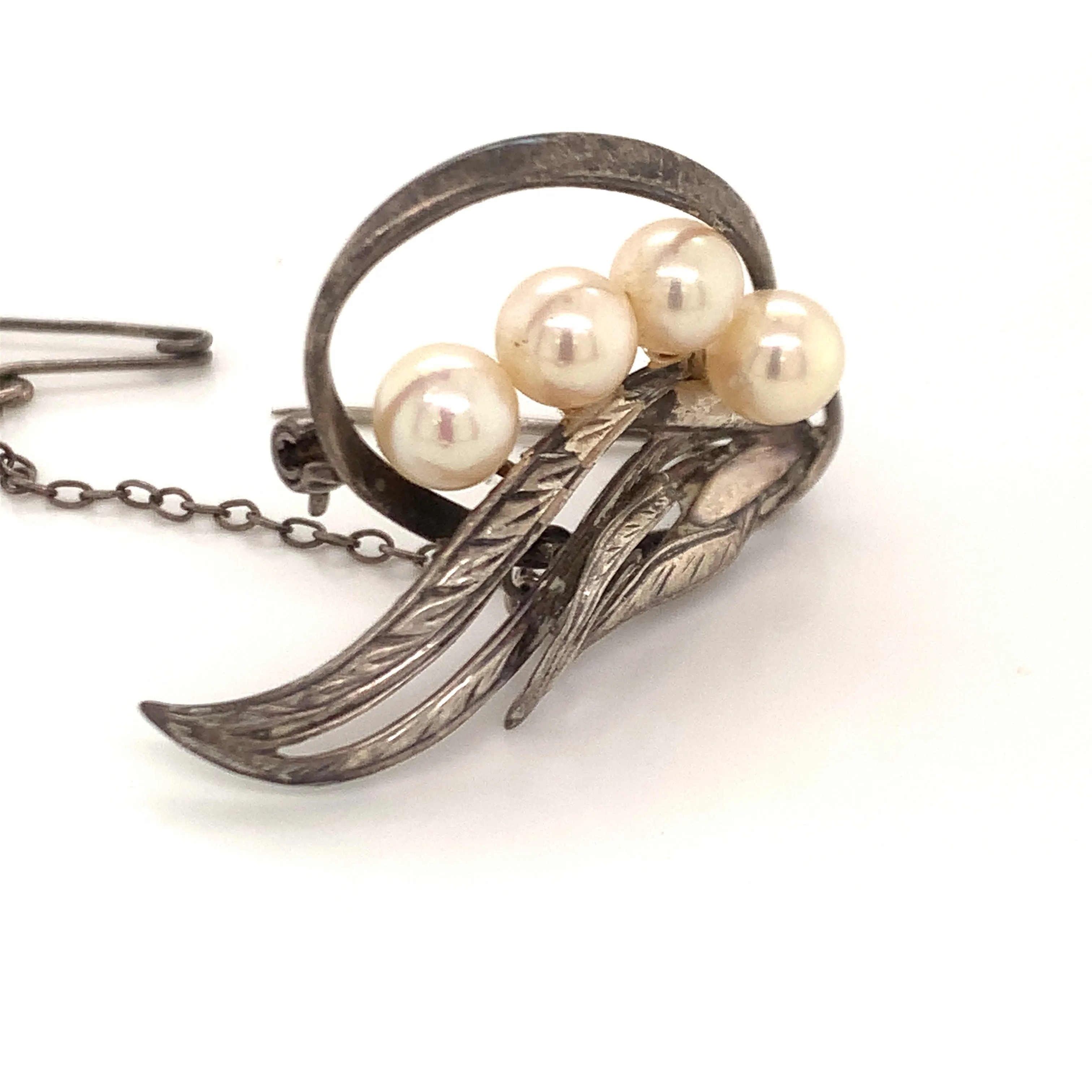 Mikimoto Estate Akoya Pearl Brooch Pin Sterling Silver 6.5 mm 5.56 Grams M199