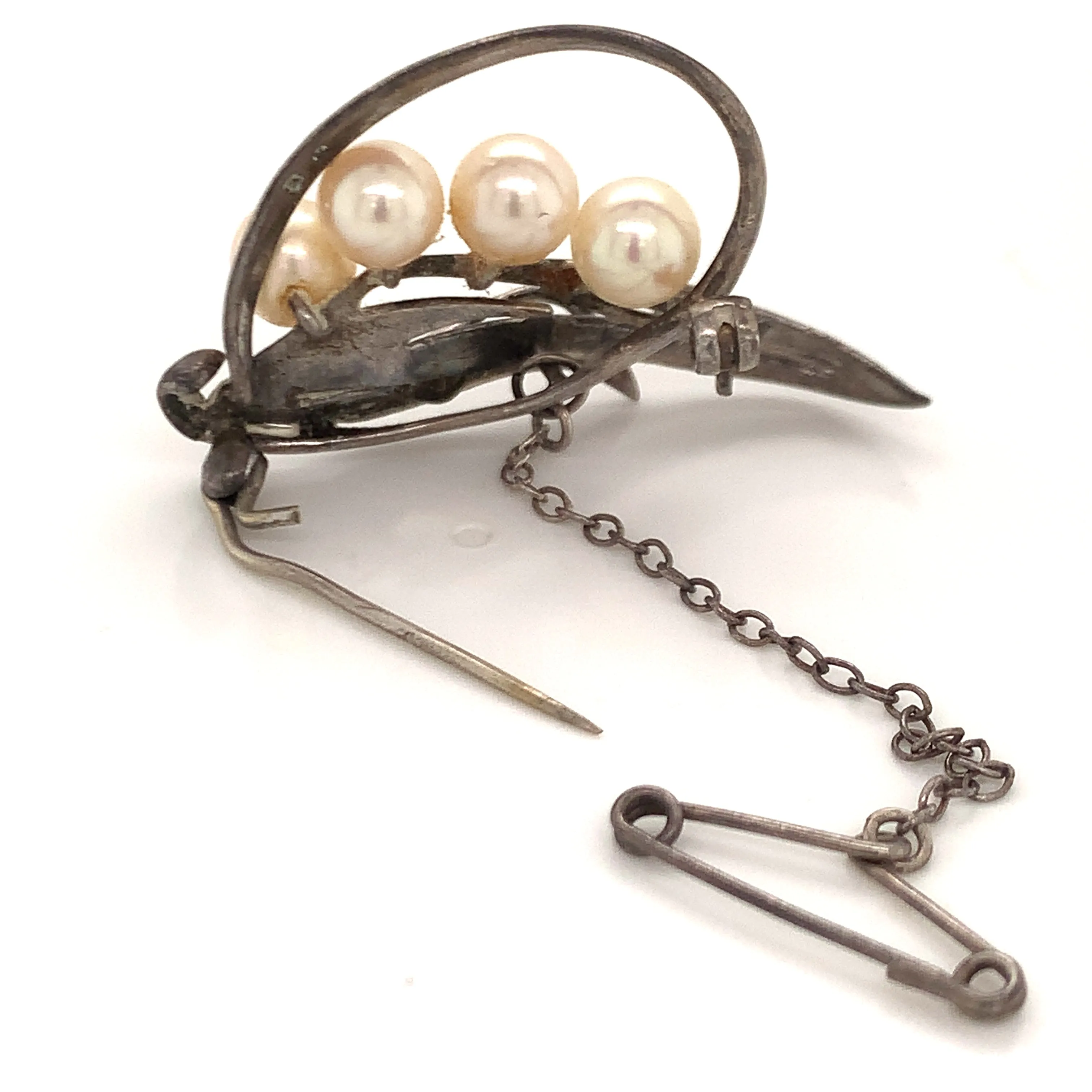 Mikimoto Estate Akoya Pearl Brooch Pin Sterling Silver 6.5 mm 5.56 Grams M199