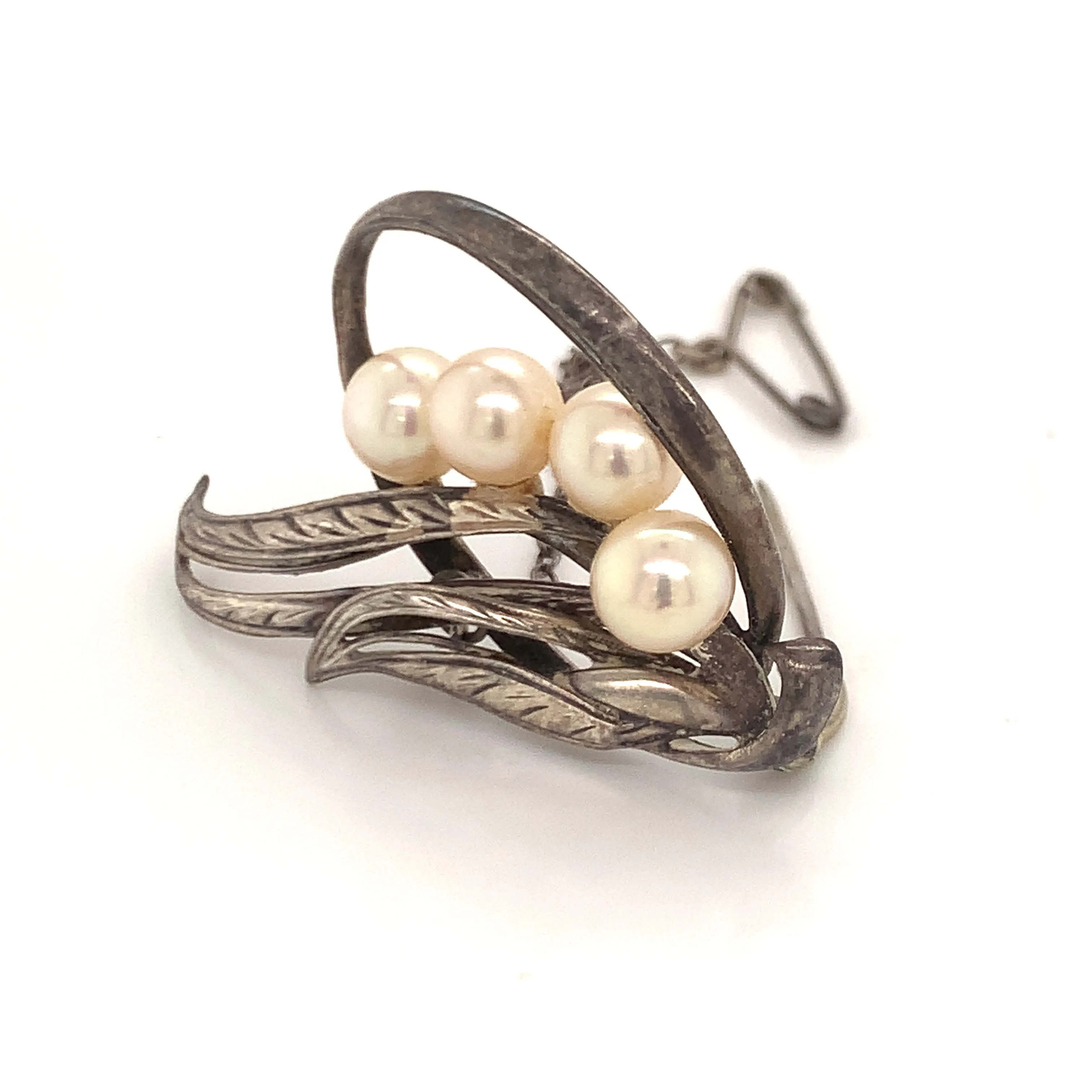 Mikimoto Estate Akoya Pearl Brooch Pin Sterling Silver 6.5 mm 5.56 Grams M199