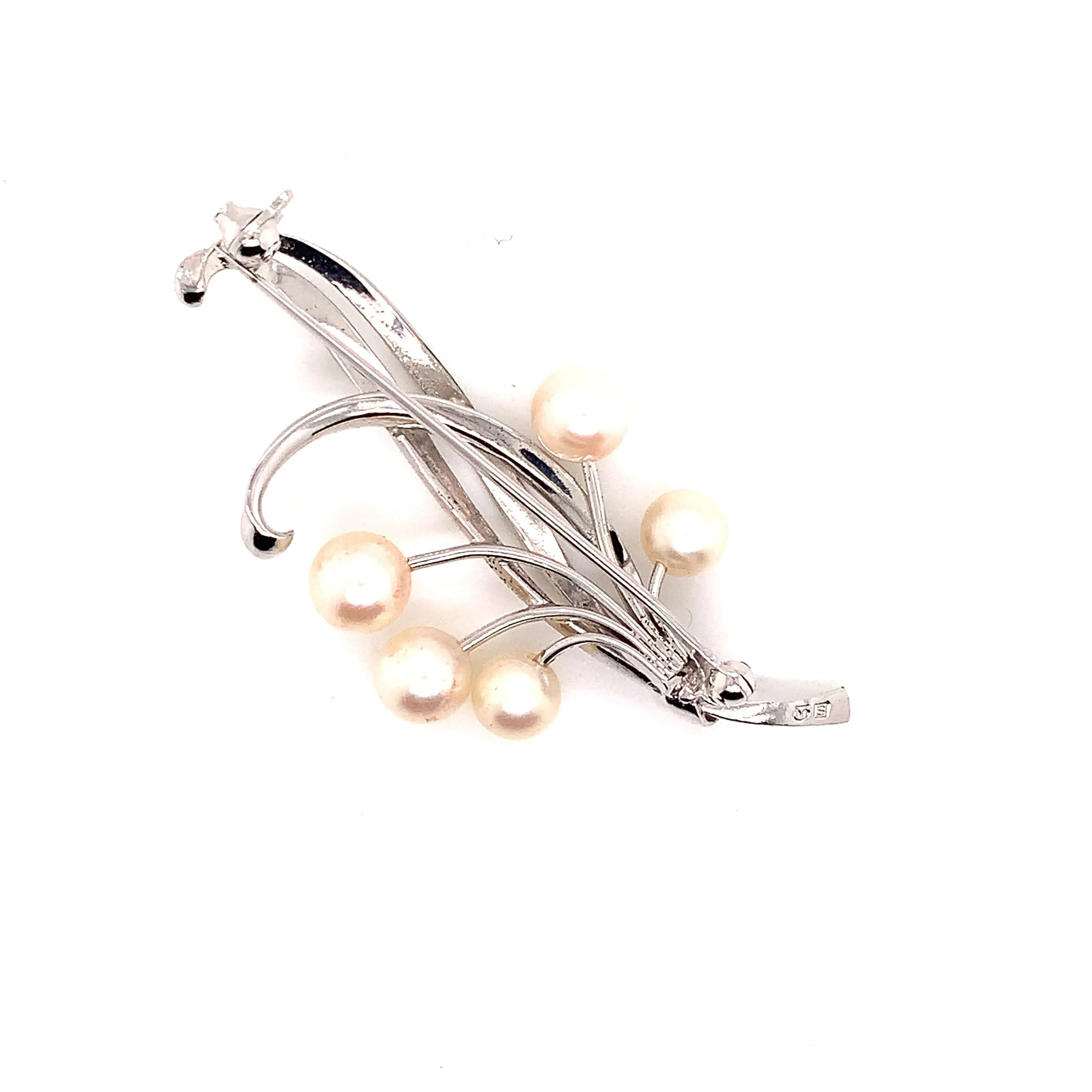 Mikimoto Estate Akoya Pearl Brooch Pin Sterling Silver 6.6mm 5.43 gr M185