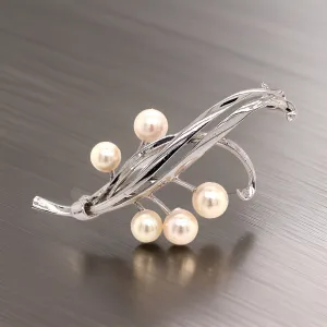 Mikimoto Estate Akoya Pearl Brooch Pin Sterling Silver 6.6mm 5.43 gr M185