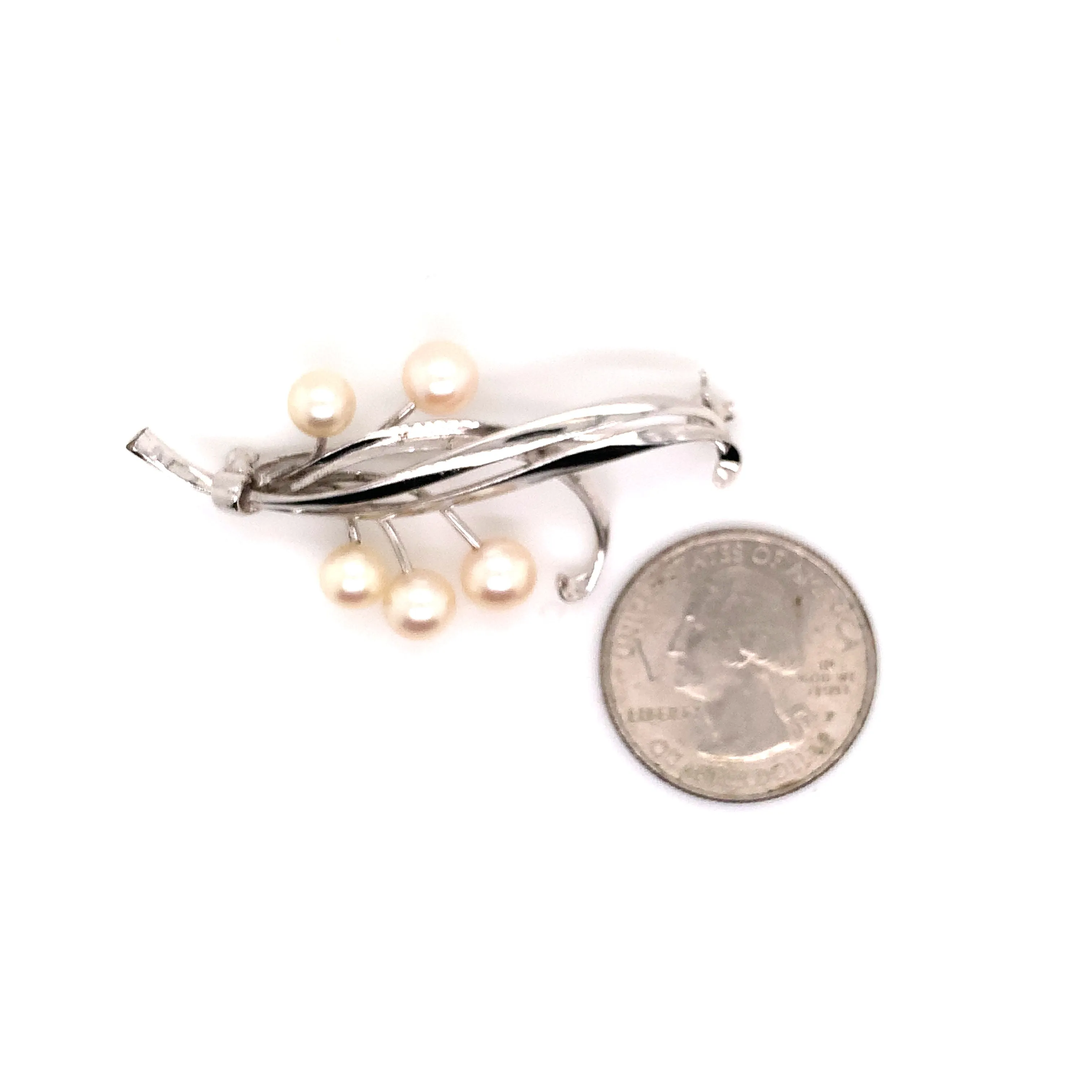 Mikimoto Estate Akoya Pearl Brooch Pin Sterling Silver 6.6mm 5.43 gr M185