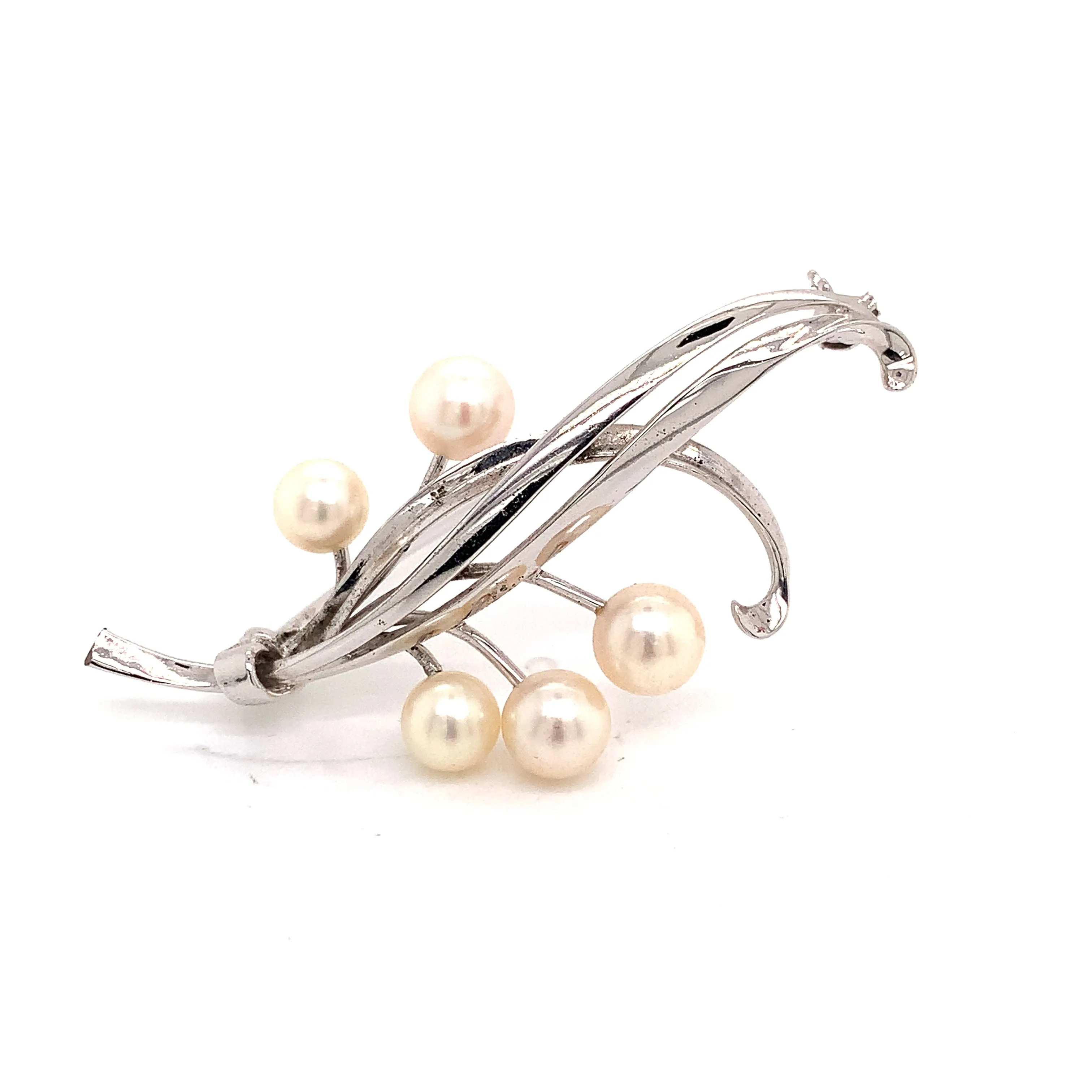 Mikimoto Estate Akoya Pearl Brooch Pin Sterling Silver 6.6mm 5.43 gr M185