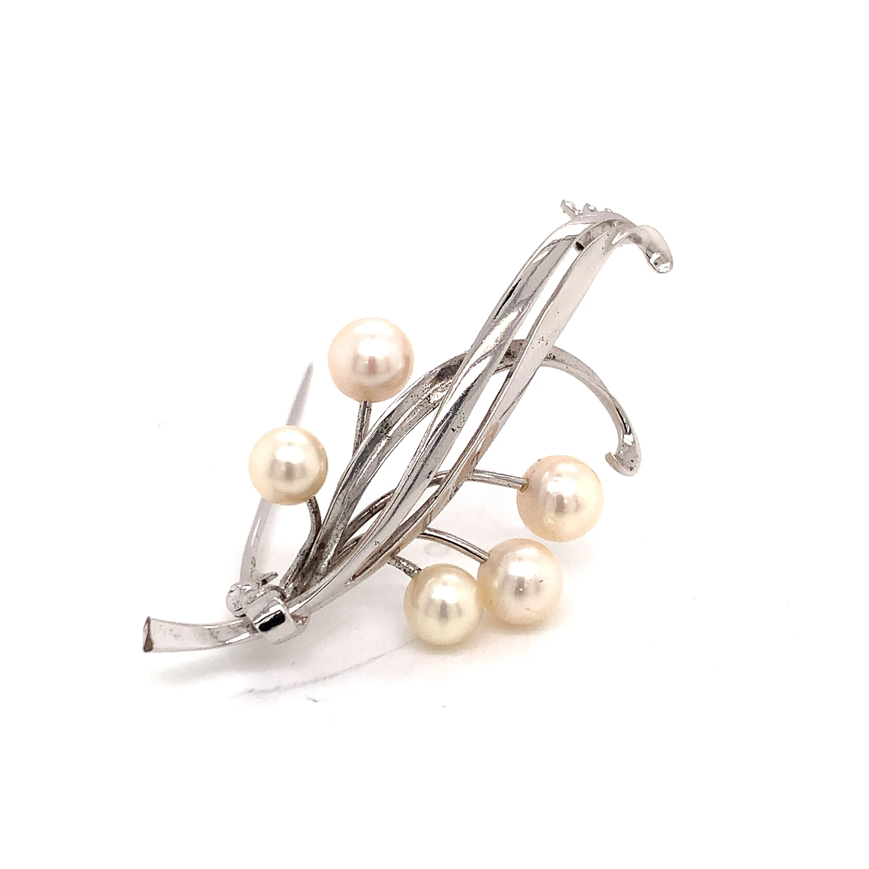 Mikimoto Estate Akoya Pearl Brooch Pin Sterling Silver 6.6mm 5.43 gr M185