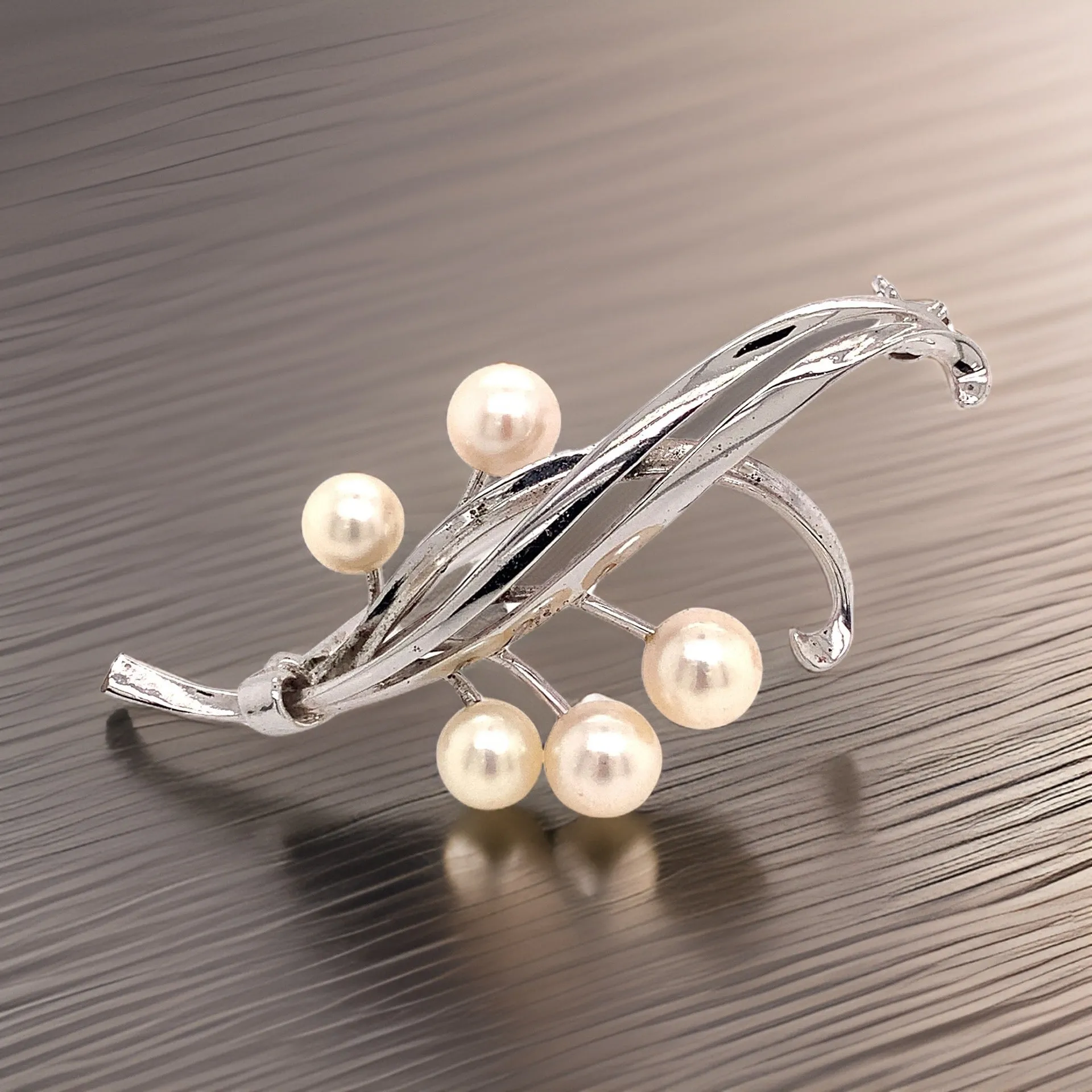 Mikimoto Estate Akoya Pearl Brooch Pin Sterling Silver 6.6mm 5.43 gr M185