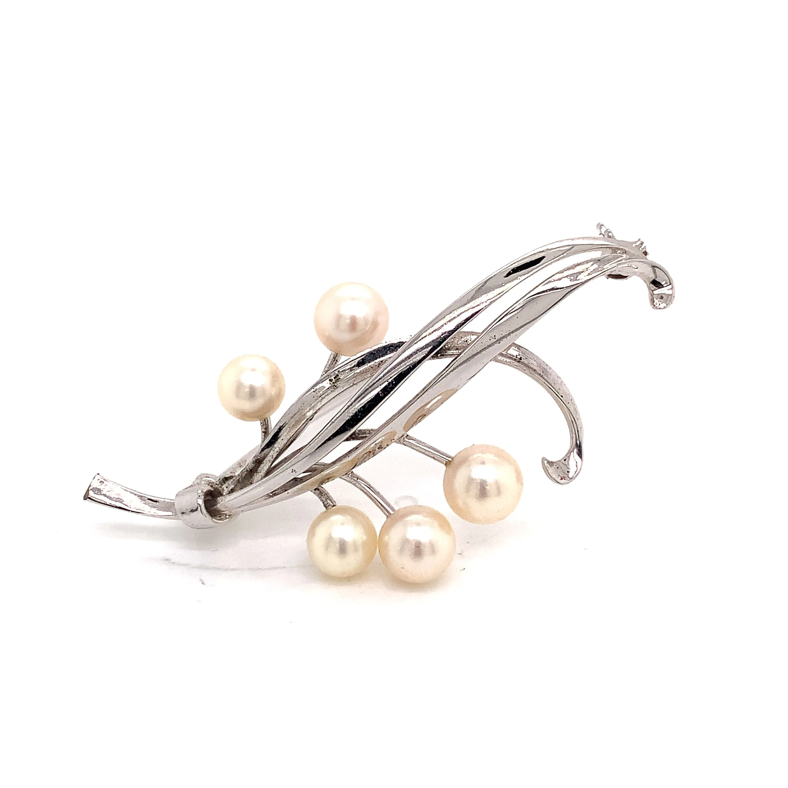 Mikimoto Estate Akoya Pearl Brooch Pin Sterling Silver 6.6mm 5.43 gr M185