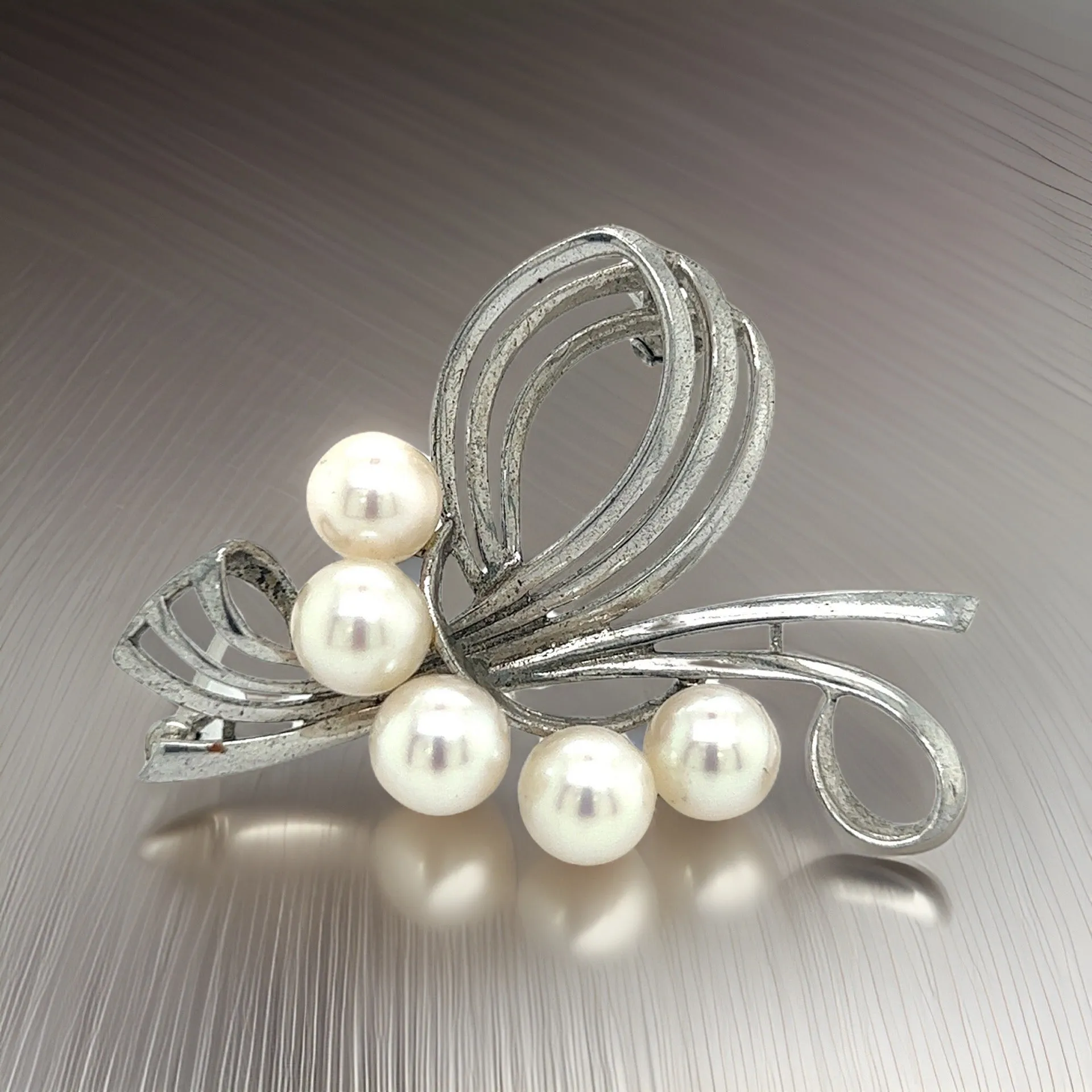 Mikimoto Estate Akoya Pearl Brooch Pin Sterling Silver 7 mm M289