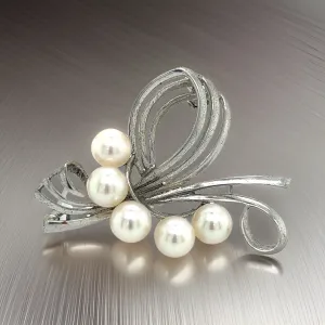 Mikimoto Estate Akoya Pearl Brooch Pin Sterling Silver 7 mm M289