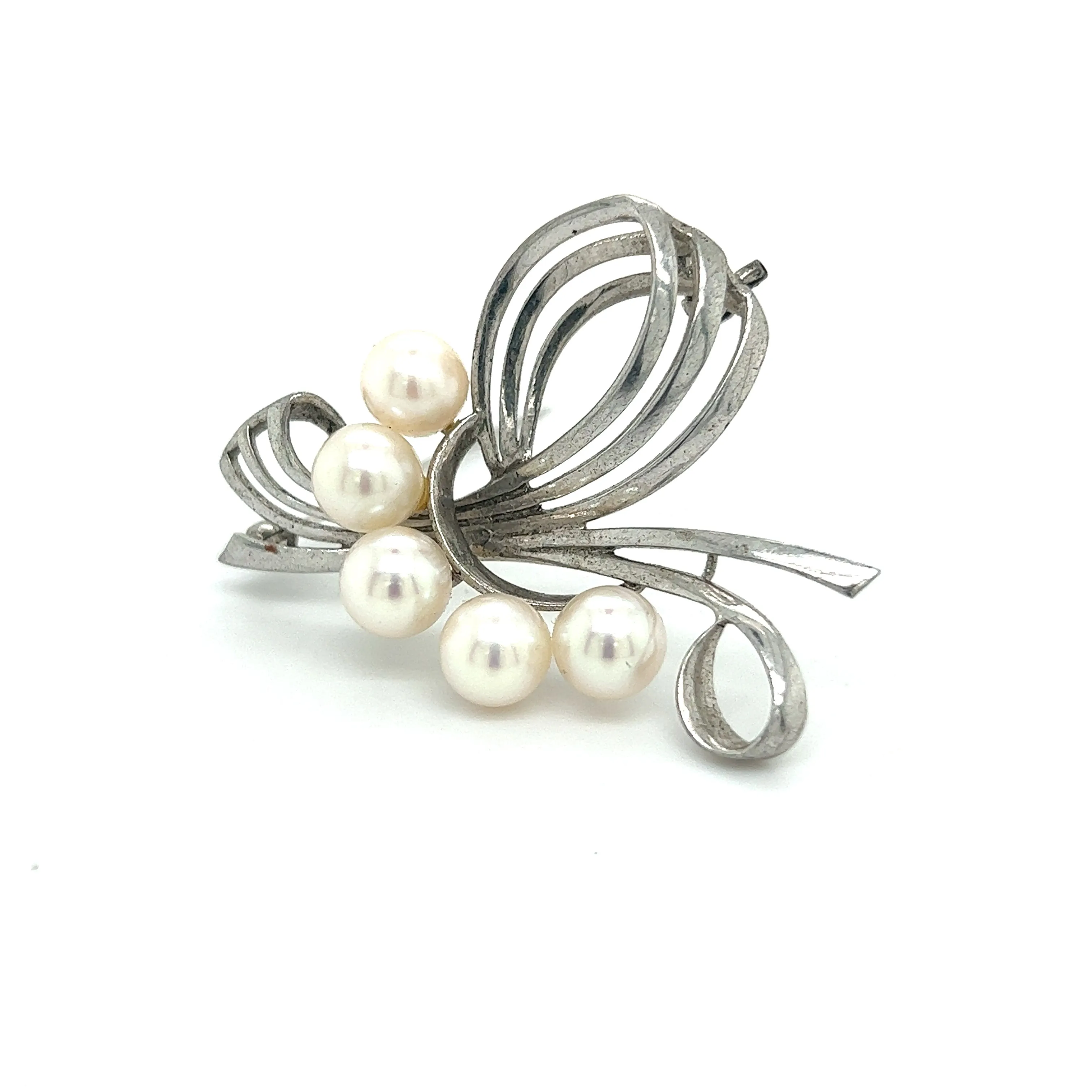 Mikimoto Estate Akoya Pearl Brooch Pin Sterling Silver 7 mm M289