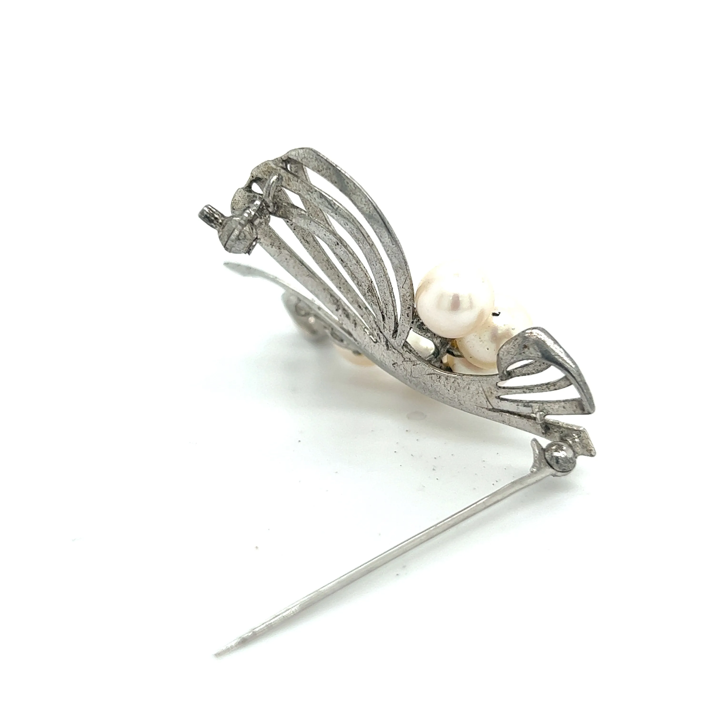 Mikimoto Estate Akoya Pearl Brooch Pin Sterling Silver 7 mm M289
