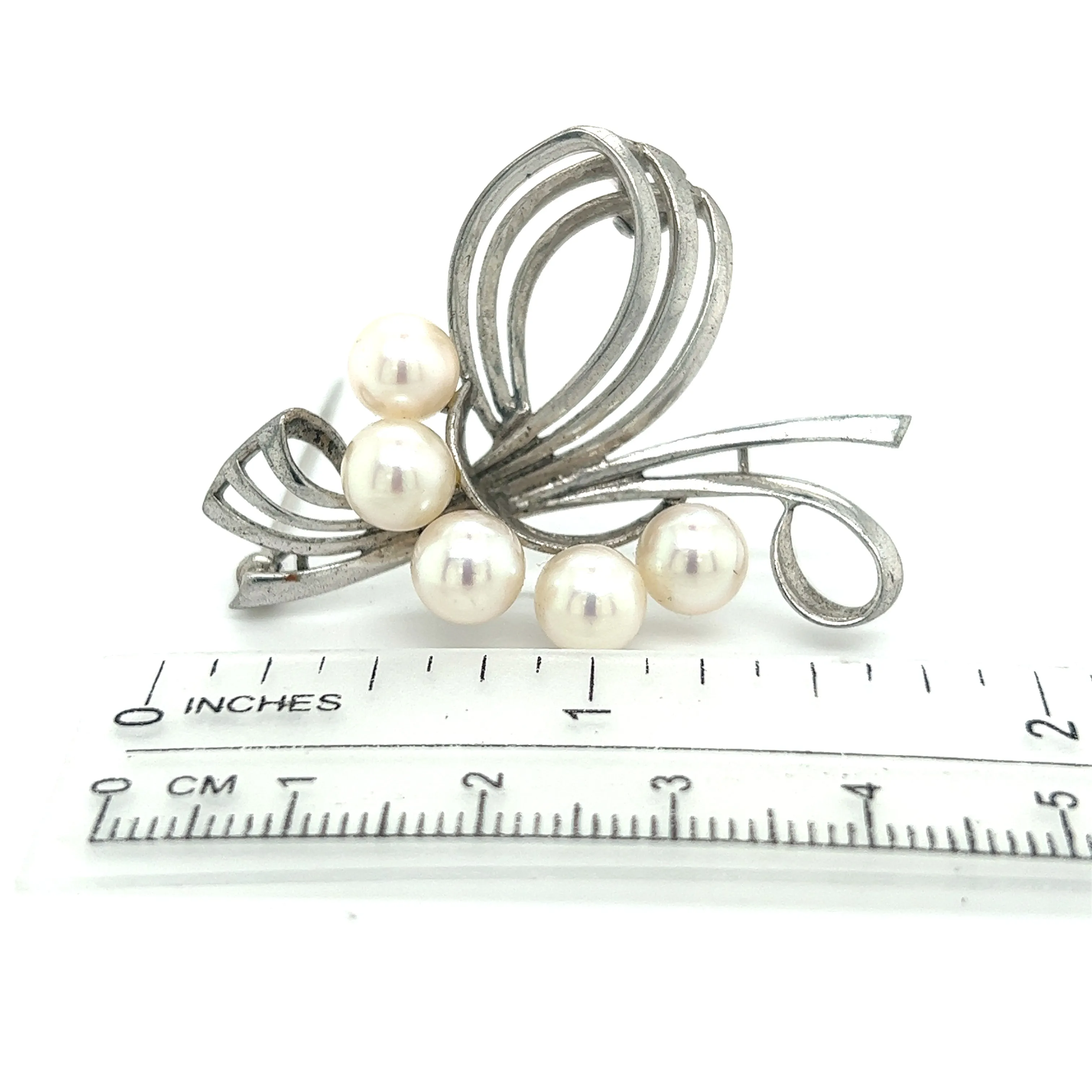 Mikimoto Estate Akoya Pearl Brooch Pin Sterling Silver 7 mm M289