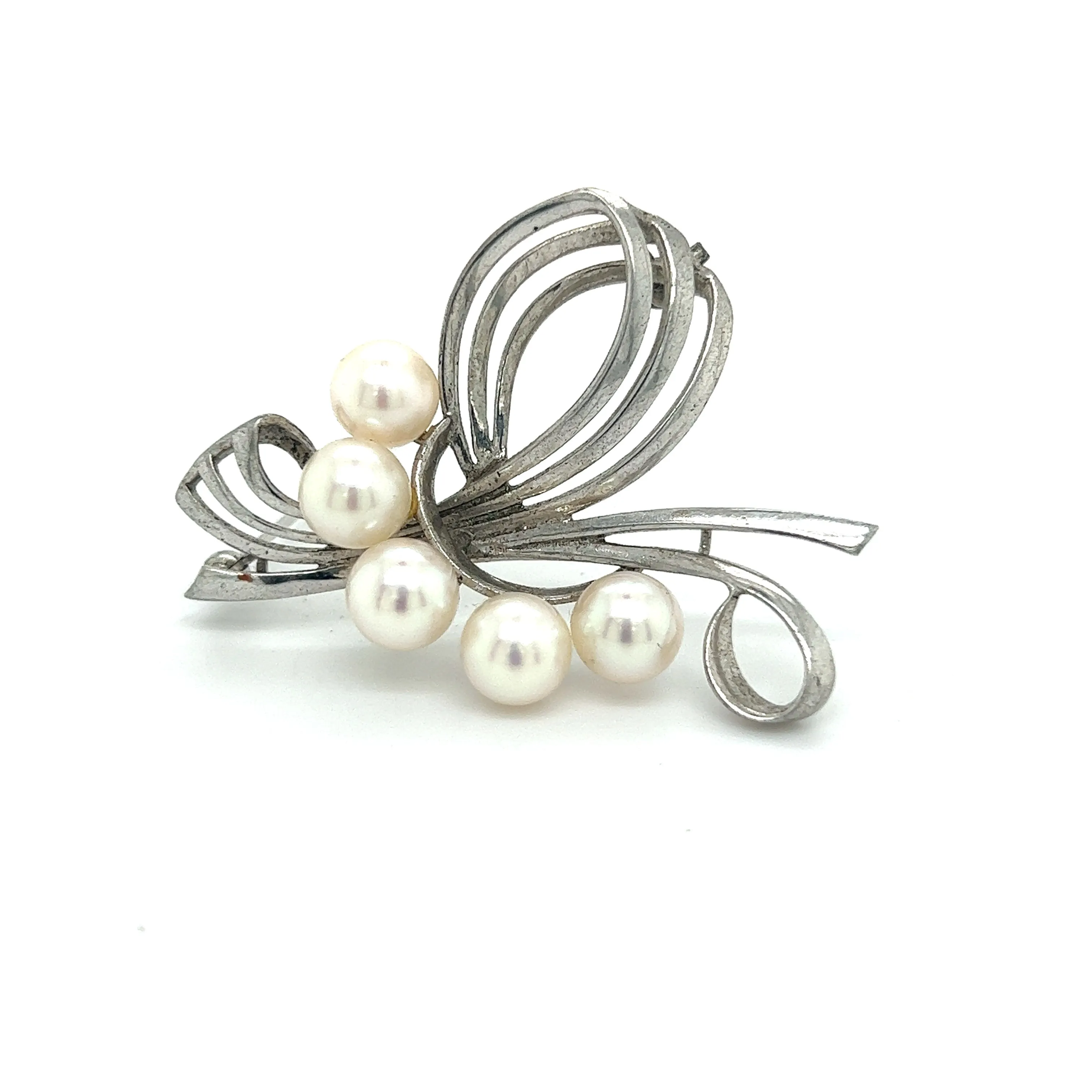 Mikimoto Estate Akoya Pearl Brooch Pin Sterling Silver 7 mm M289