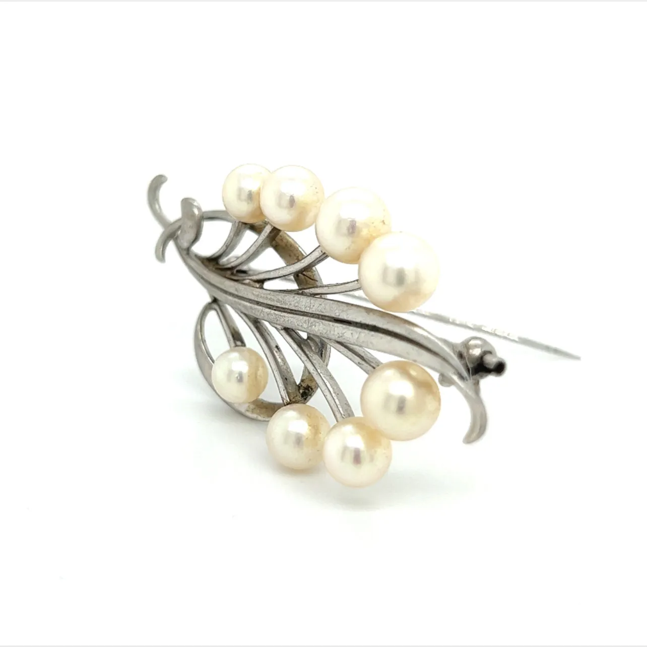 Mikimoto Estate Akoya Pearl Brooch Pin Sterling Silver 7.10 mm M277