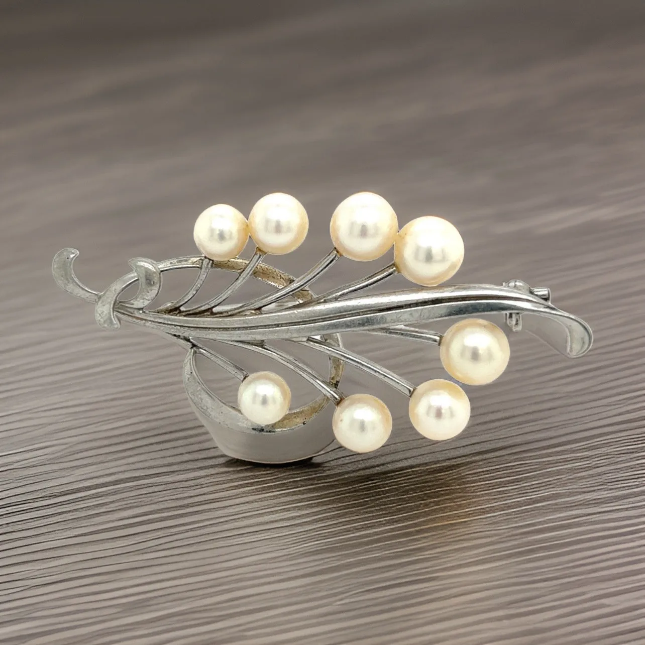 Mikimoto Estate Akoya Pearl Brooch Pin Sterling Silver 7.10 mm M277