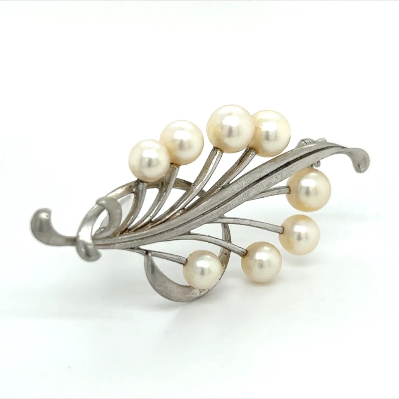 Mikimoto Estate Akoya Pearl Brooch Pin Sterling Silver 7.10 mm M277