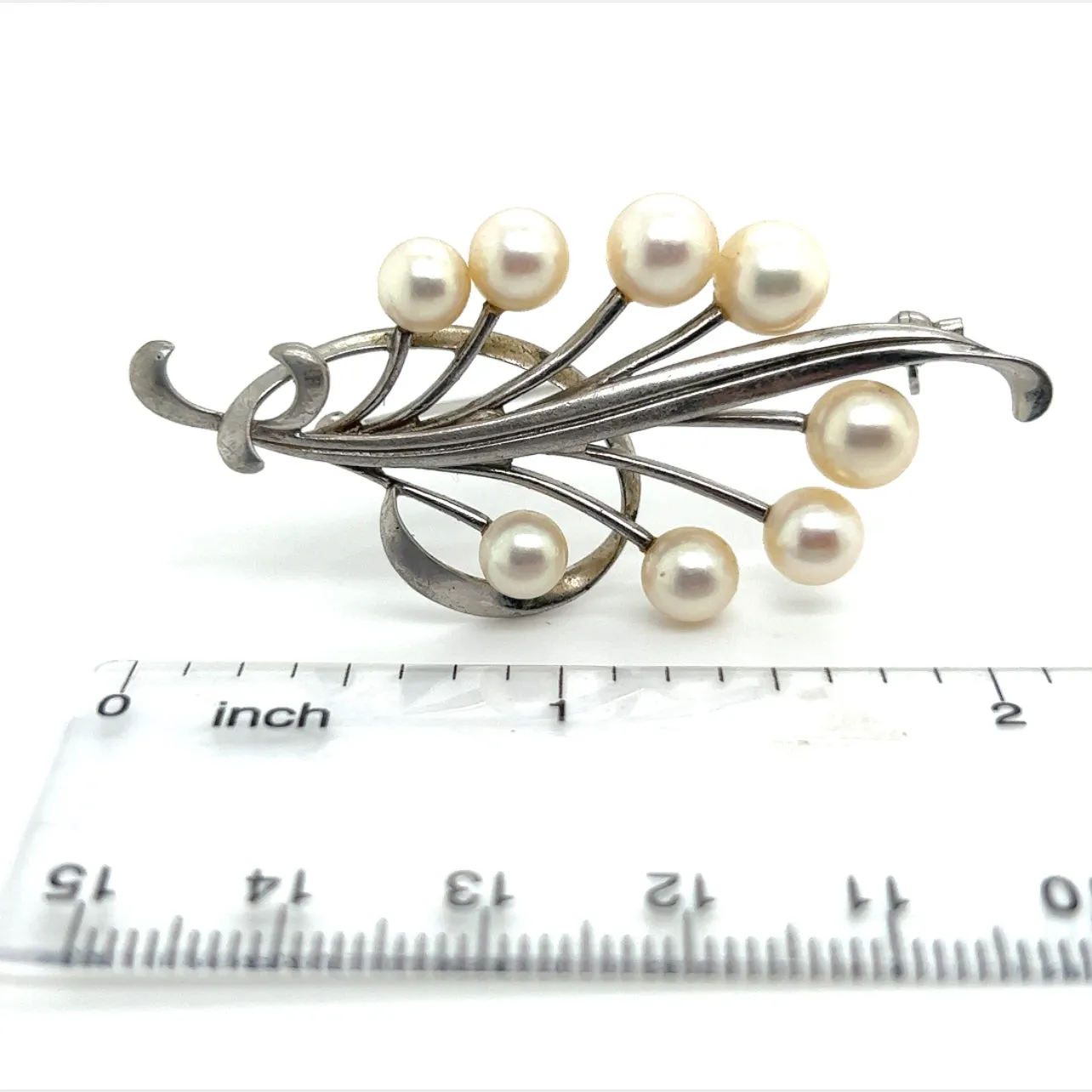 Mikimoto Estate Akoya Pearl Brooch Pin Sterling Silver 7.10 mm M277