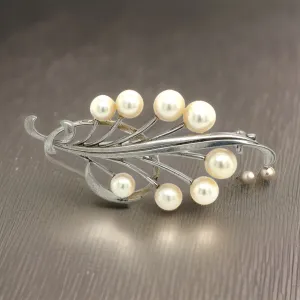 Mikimoto Estate Akoya Pearl Brooch Pin Sterling Silver 7.10 mm M277