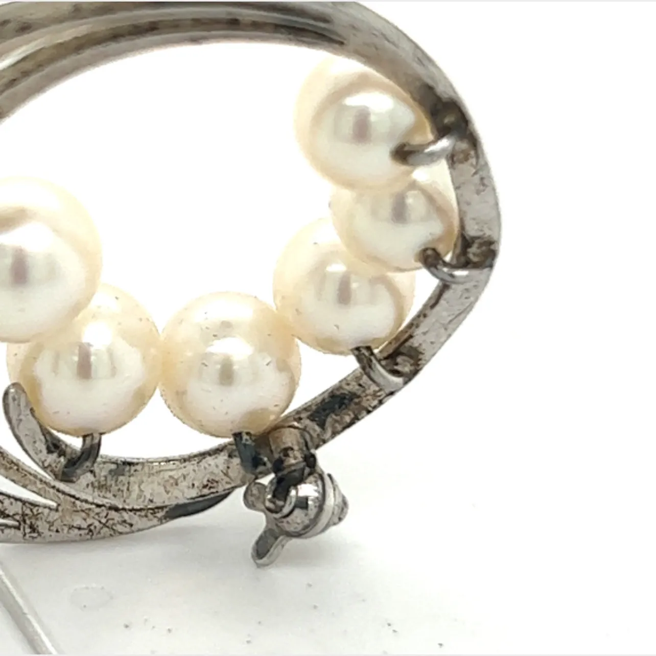 Mikimoto Estate Akoya Pearl Brooch Pin Sterling Silver 7.40 mm M285