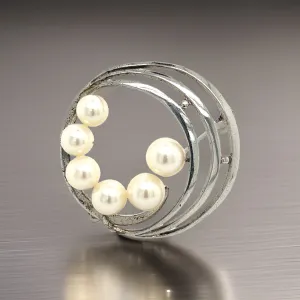 Mikimoto Estate Akoya Pearl Brooch Pin Sterling Silver 7.40 mm M285