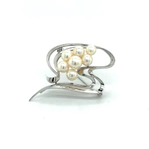 Mikimoto Estate Akoya Pearl Brooch Pin Sterling Silver 8 mm M294