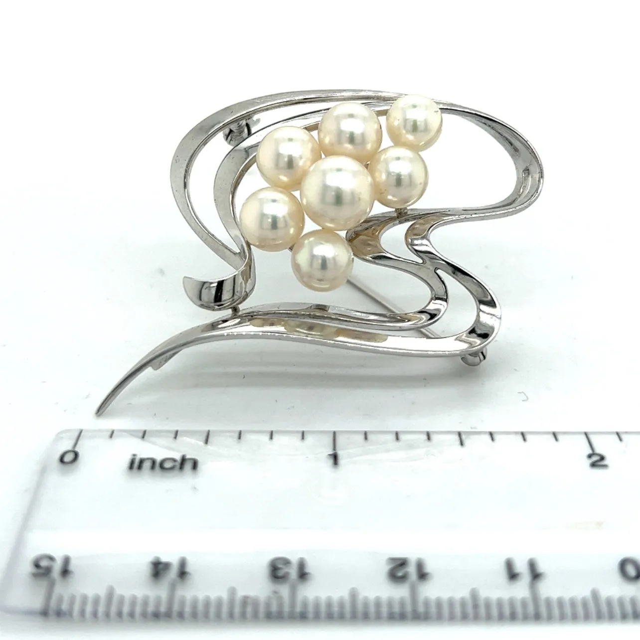 Mikimoto Estate Akoya Pearl Brooch Pin Sterling Silver 8 mm M294