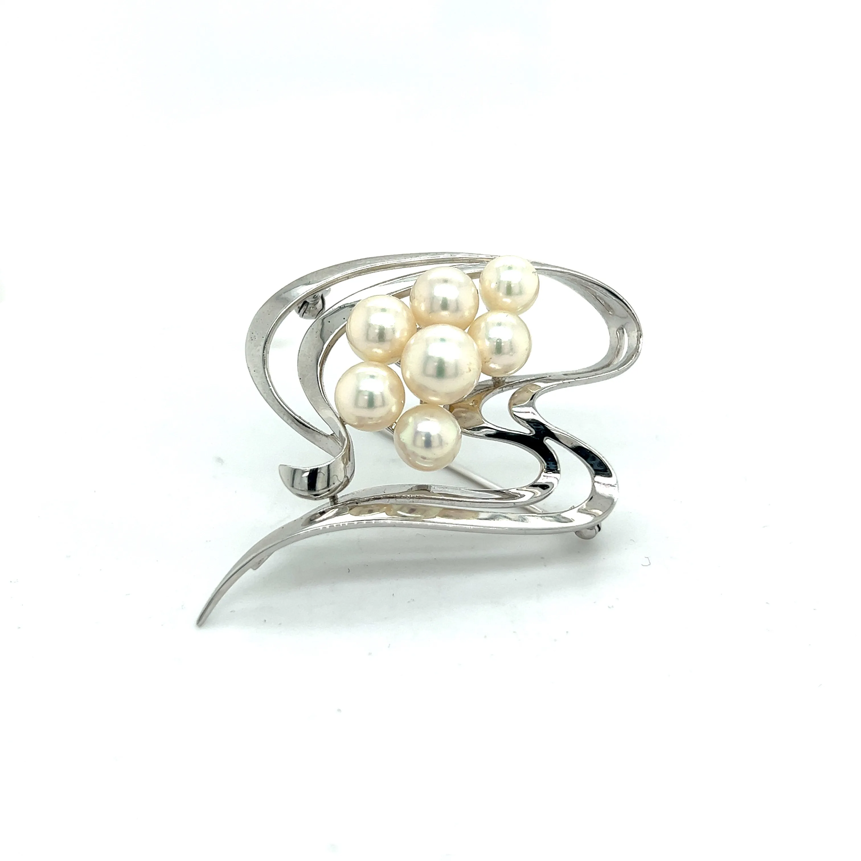 Mikimoto Estate Akoya Pearl Brooch Pin Sterling Silver 8 mm M294