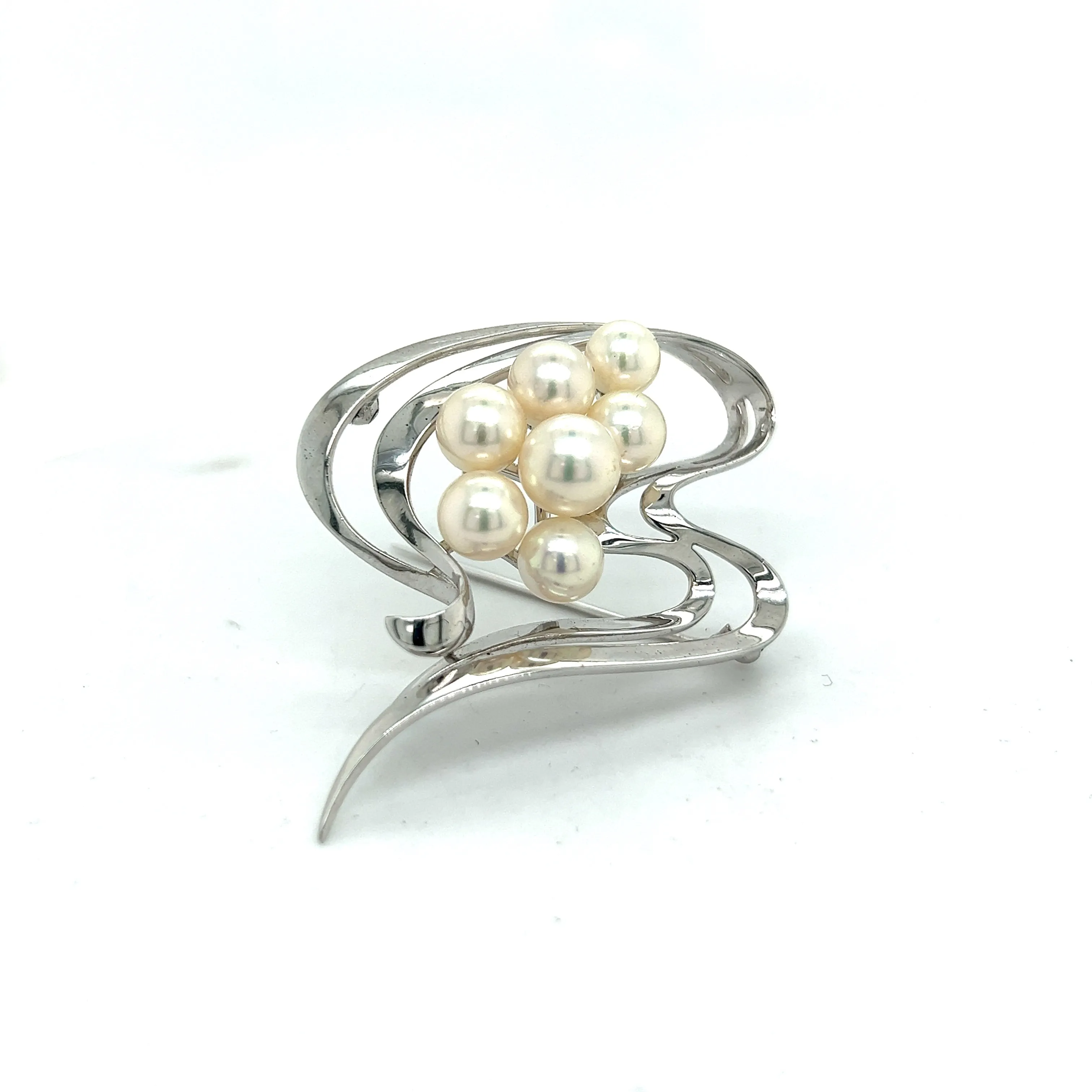Mikimoto Estate Akoya Pearl Brooch Pin Sterling Silver 8 mm M294