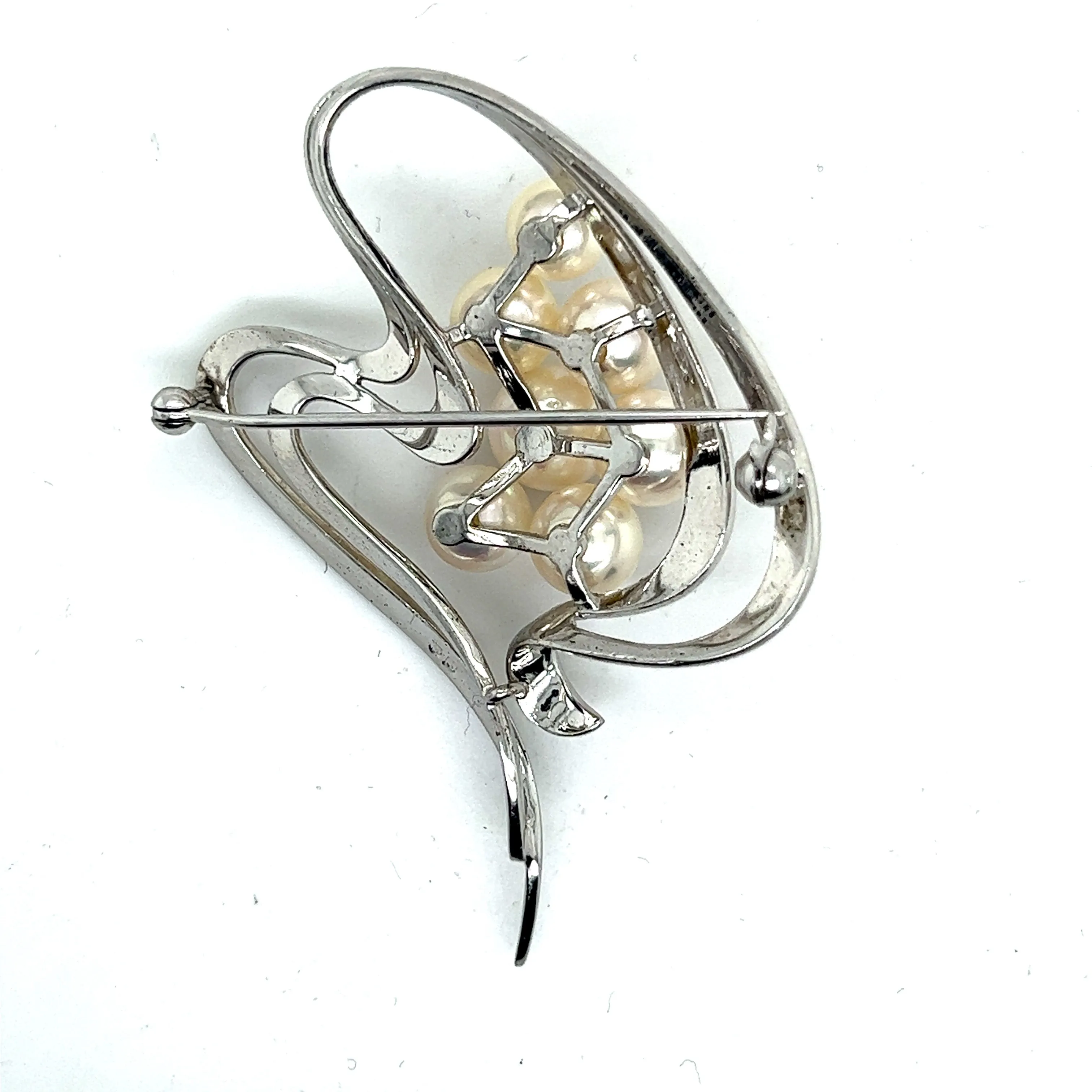 Mikimoto Estate Akoya Pearl Brooch Pin Sterling Silver 8 mm M294